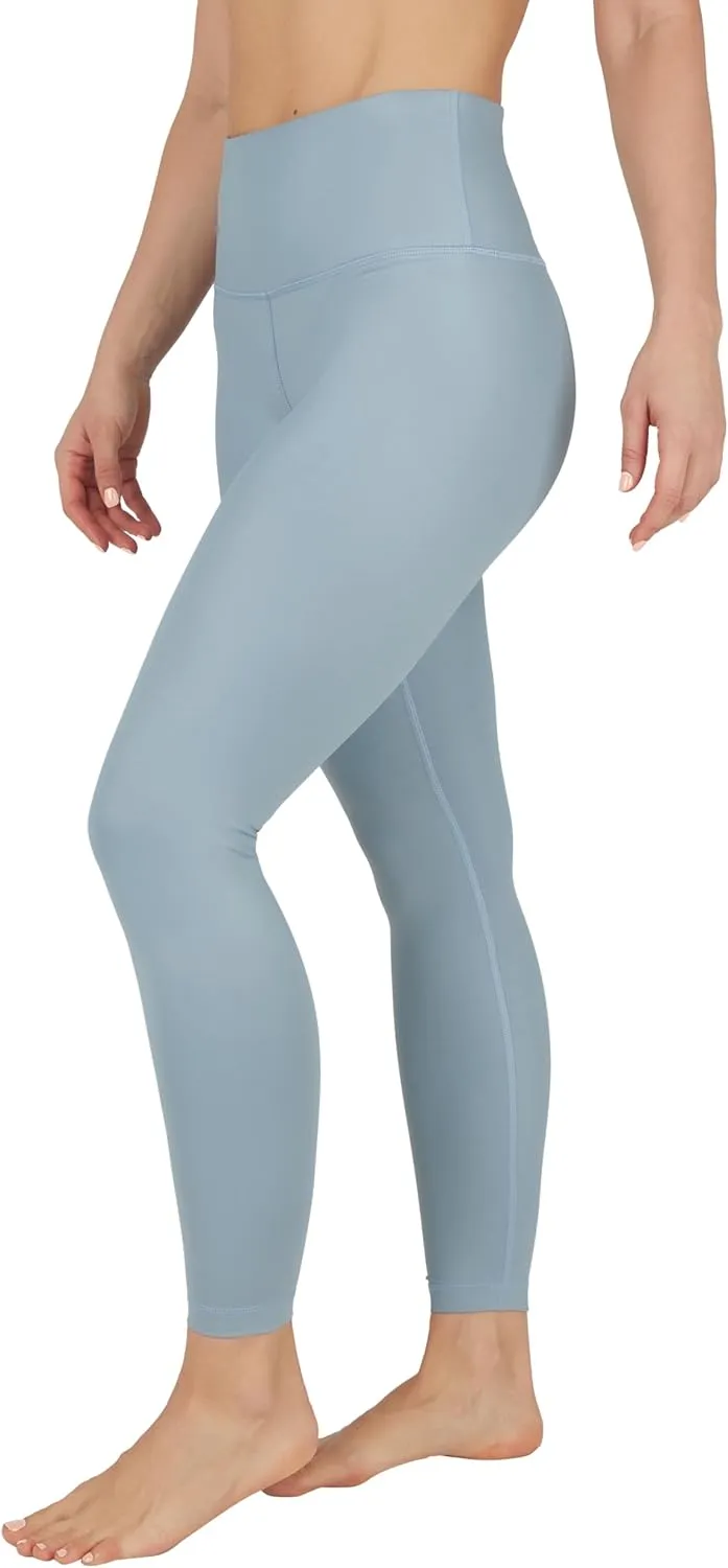 90 Degree By Reflex Womens High Waist High Shine Faux Leather Ankle Leggings