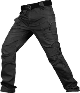 ADHOWBEW Tactical Pants Men Work Big and Tall Hiking Pockets Elastic Waist Relaxed Fit Joggers