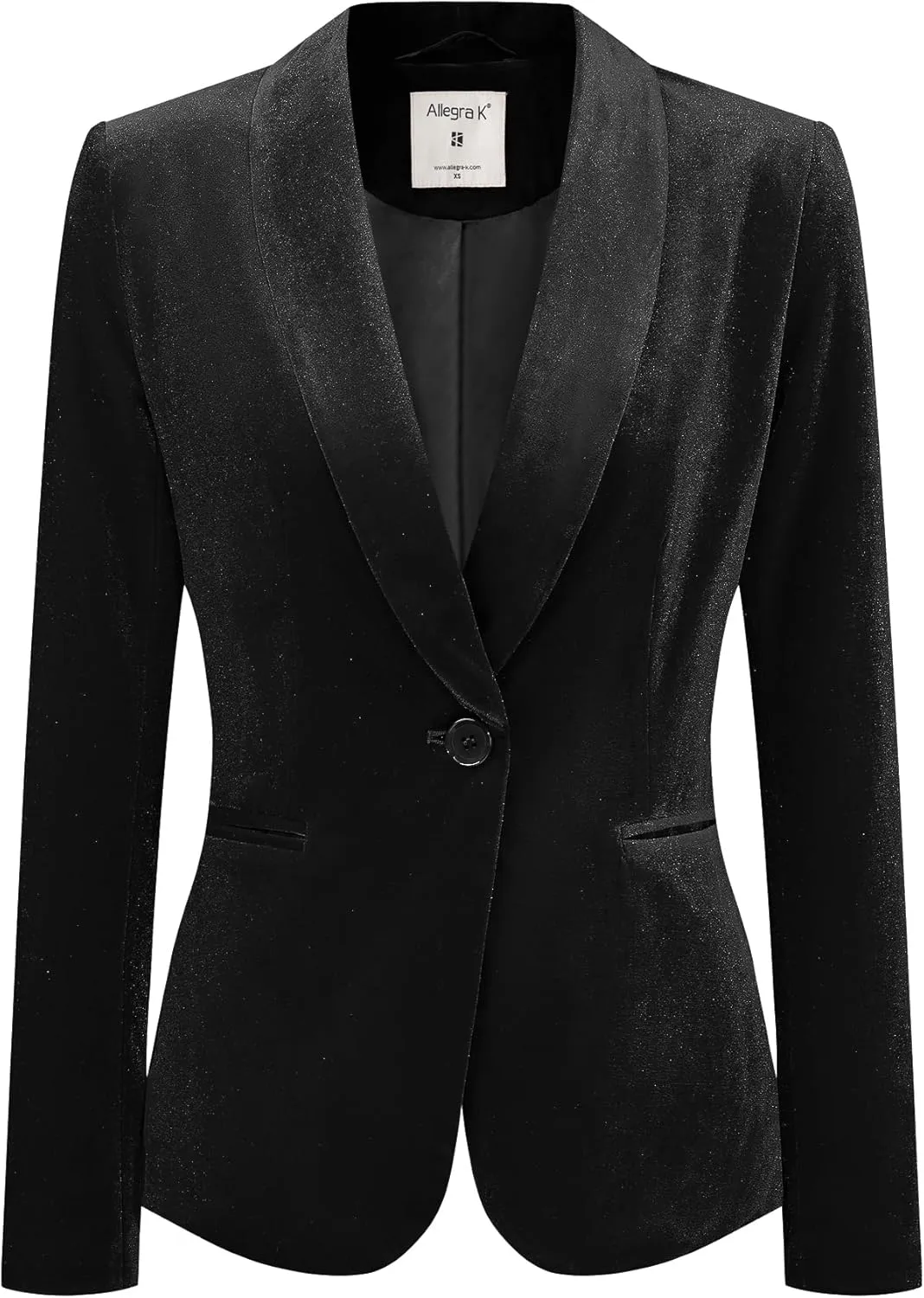 Allegra K Women's Halloween Christmas Office Coat Solid Shawl Collar 1 Button Velvet Blazer