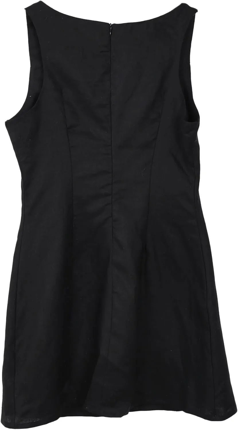 Amazhiyu Women's 100% Linen Square Neck Sleeveless Summer Mini Tank Dresses Casual