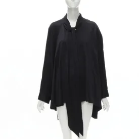 BALENCIAGA 2020 Demna black striped pussy bow cascade hem oversized shirt FR36 S