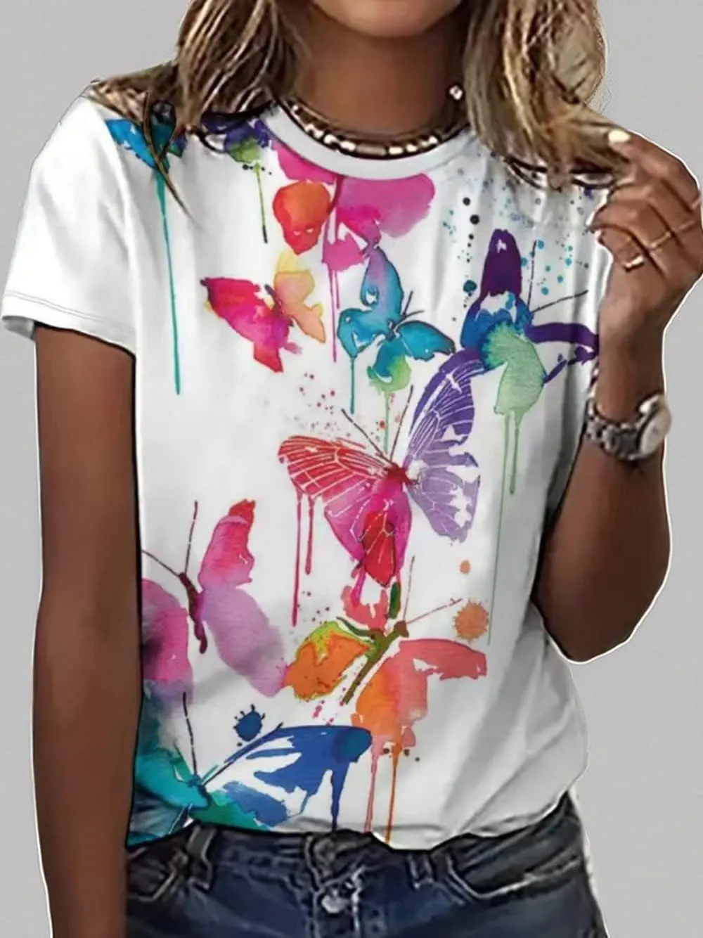 Beopjesk Womens Summer Giraffe Printed T-Shirt Funny Cute Animal Graphic Tees Tops