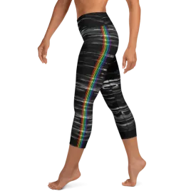 Black Chakra Stripes High Waist Capri Leggings