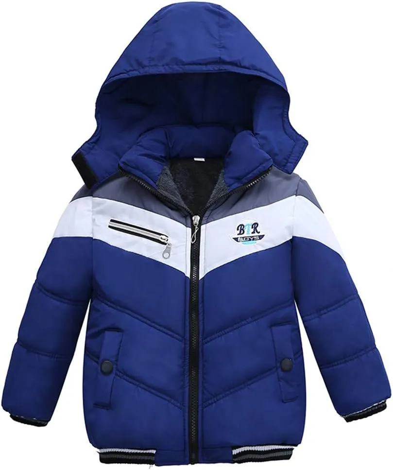 Boys Down Jacket Windproof Warm Parka Padded Thick Outerwear Winter Fleece Lined Thicken Outdoor Clothes for Kids