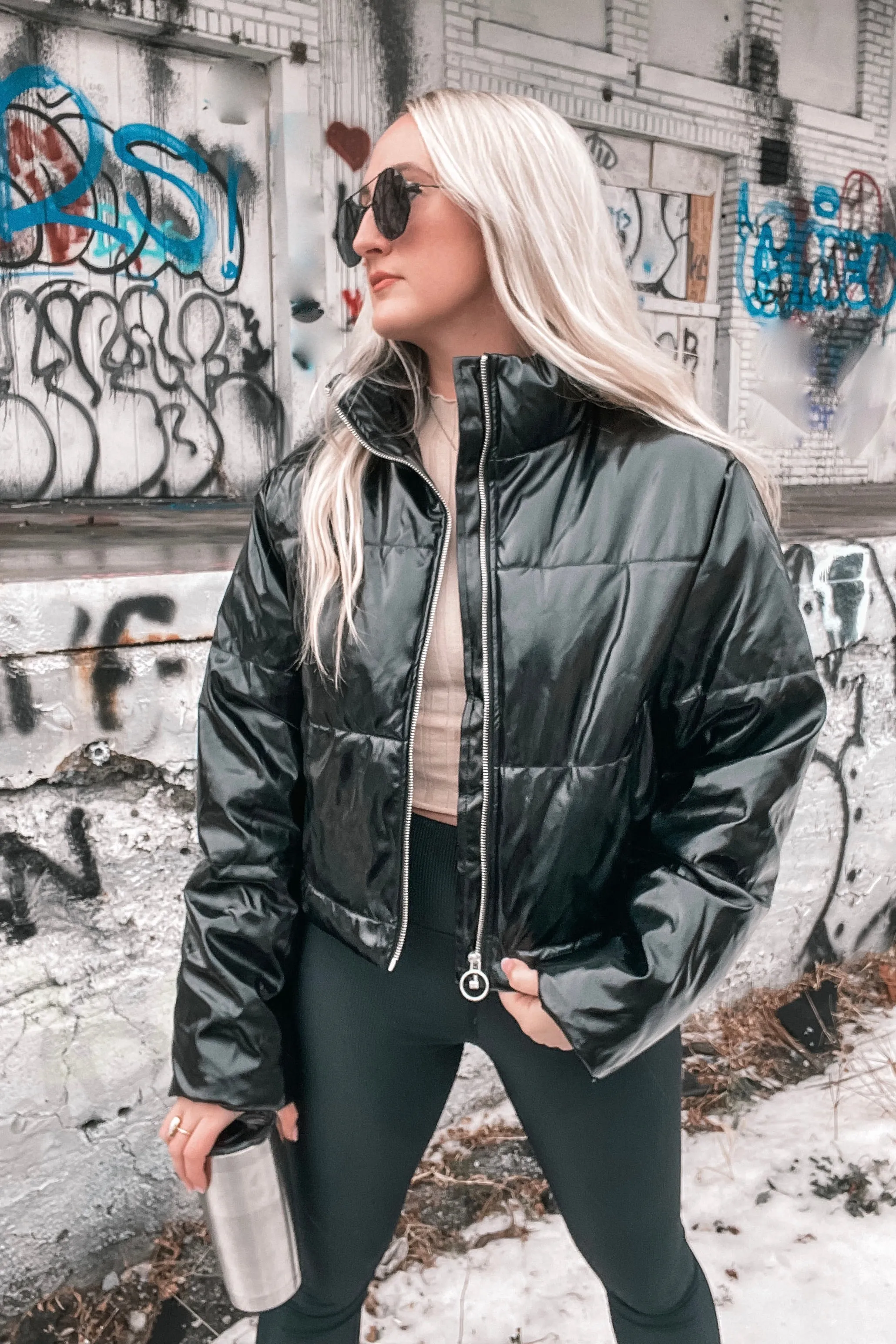 Breckenridge Puffer Coat in Liquid Black