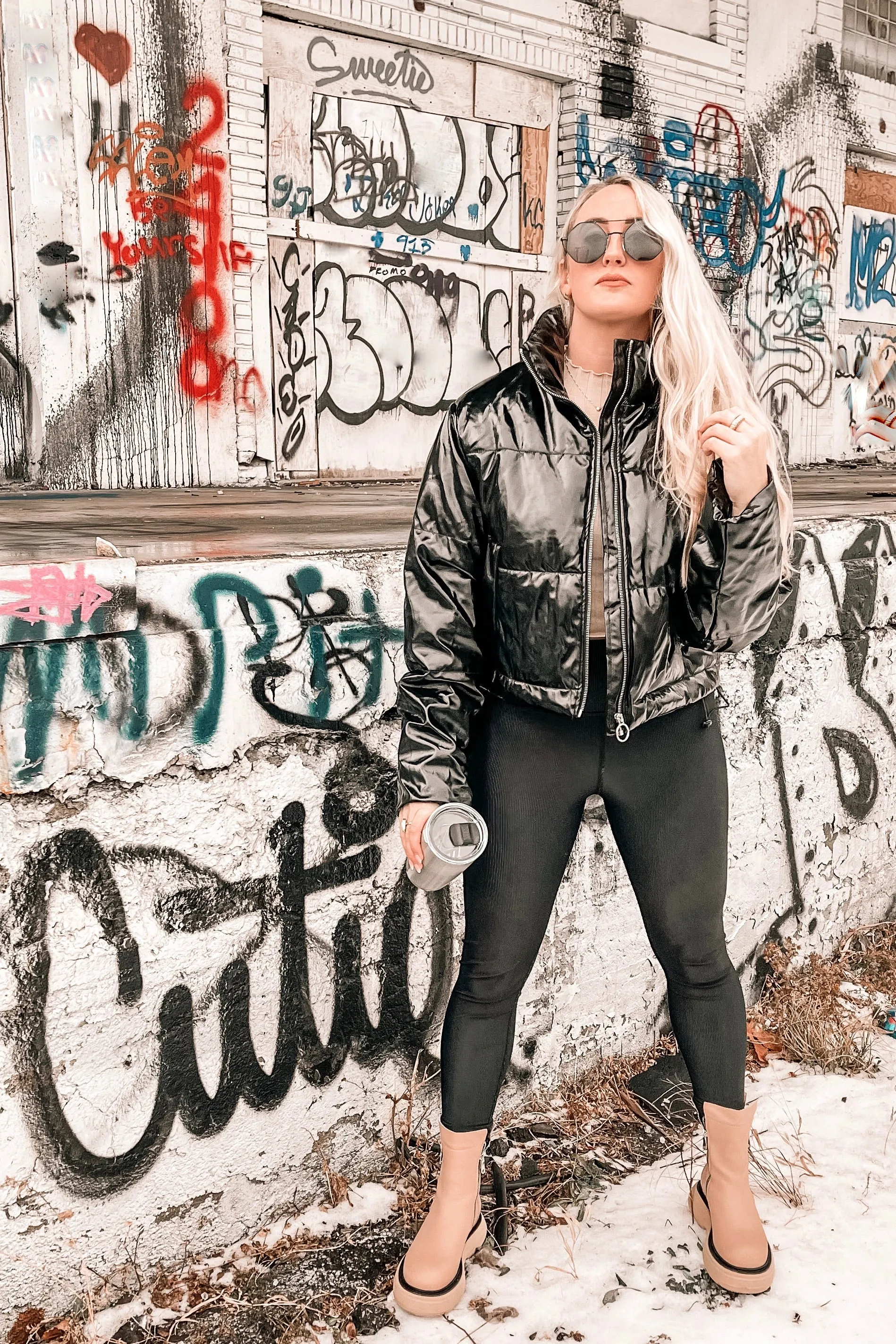 Breckenridge Puffer Coat in Liquid Black