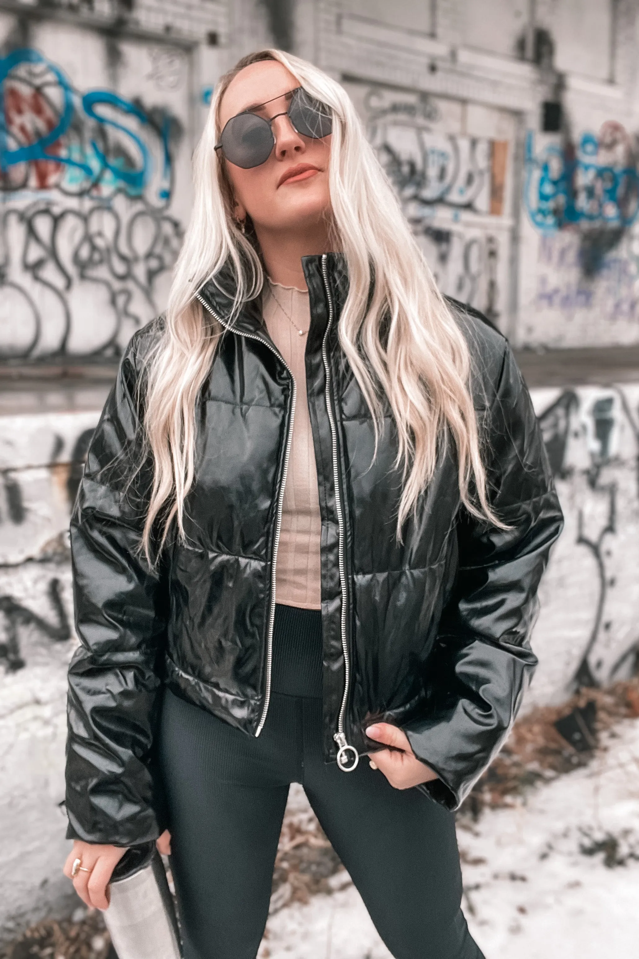 Breckenridge Puffer Coat in Liquid Black