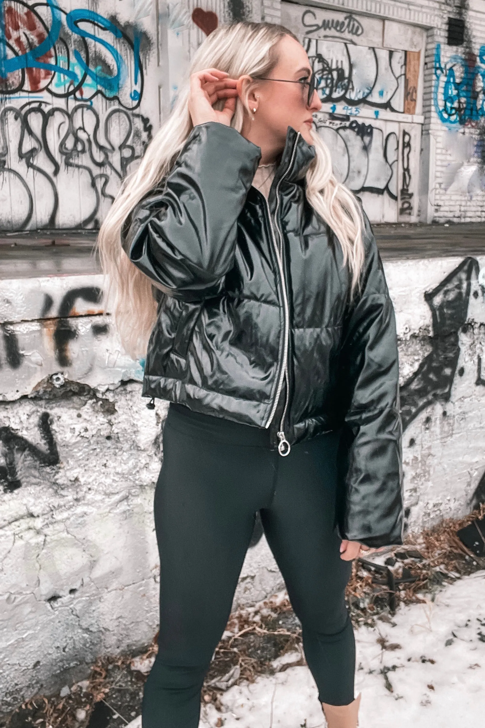 Breckenridge Puffer Coat in Liquid Black