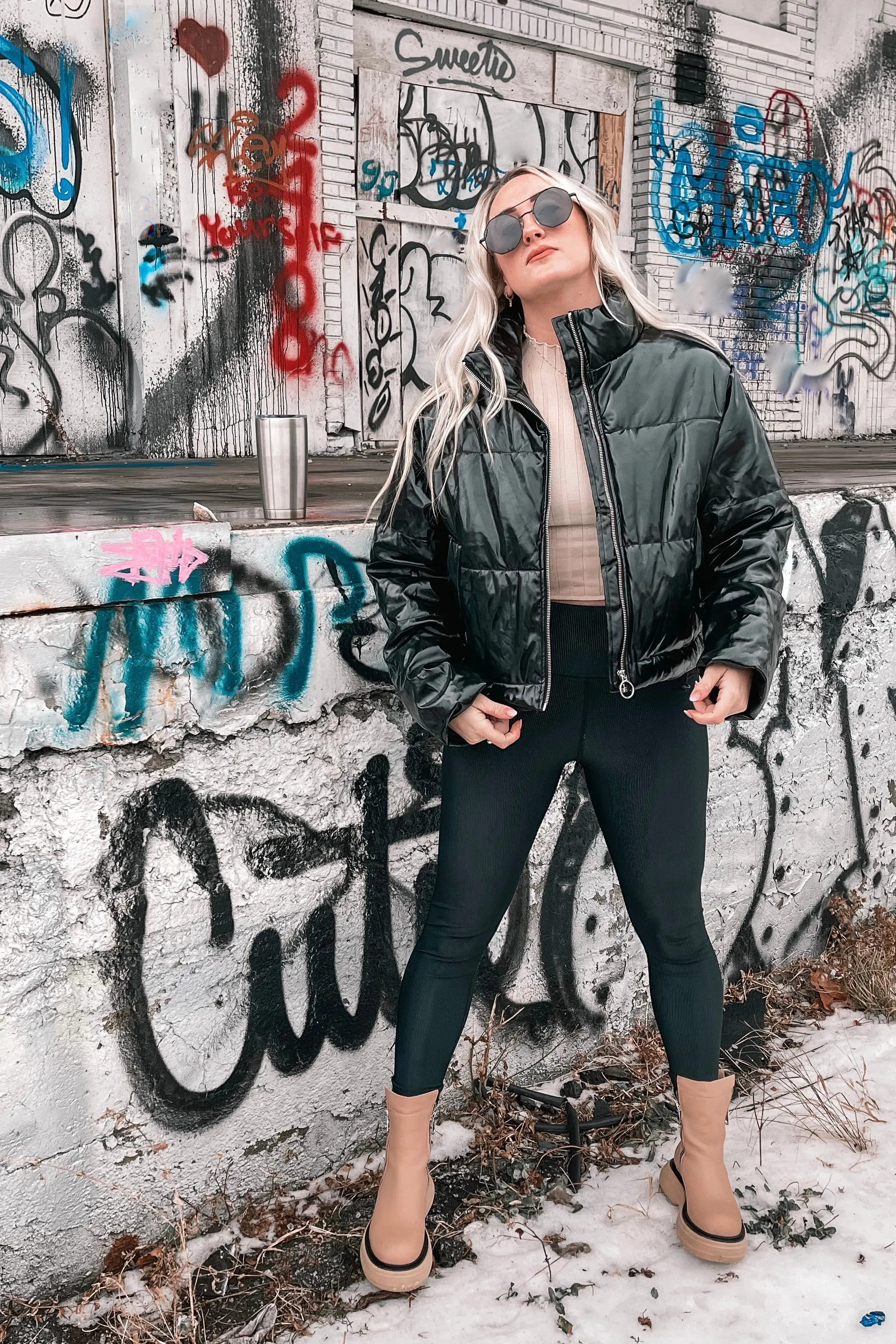 Breckenridge Puffer Coat in Liquid Black
