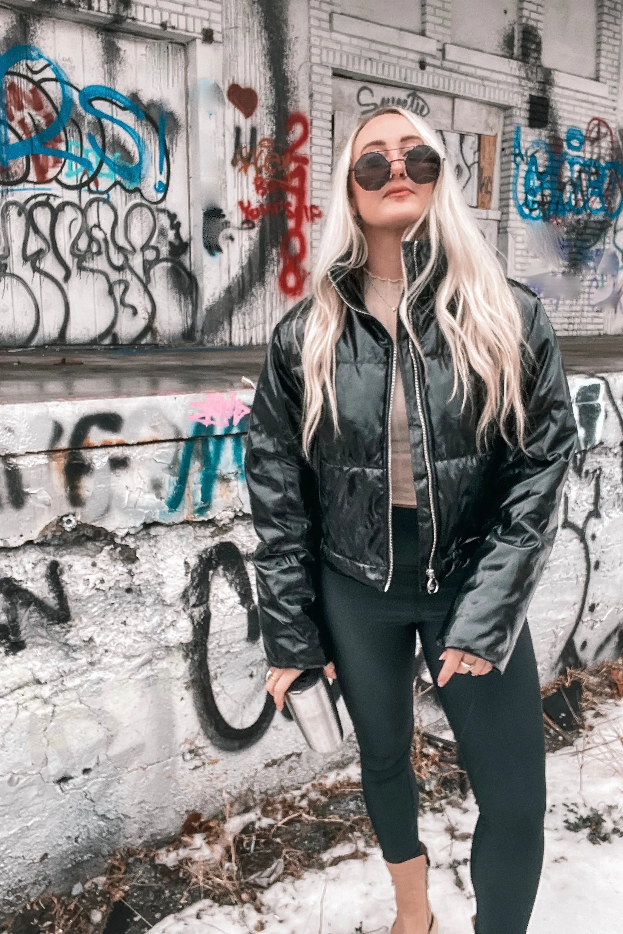 Breckenridge Puffer Coat in Liquid Black