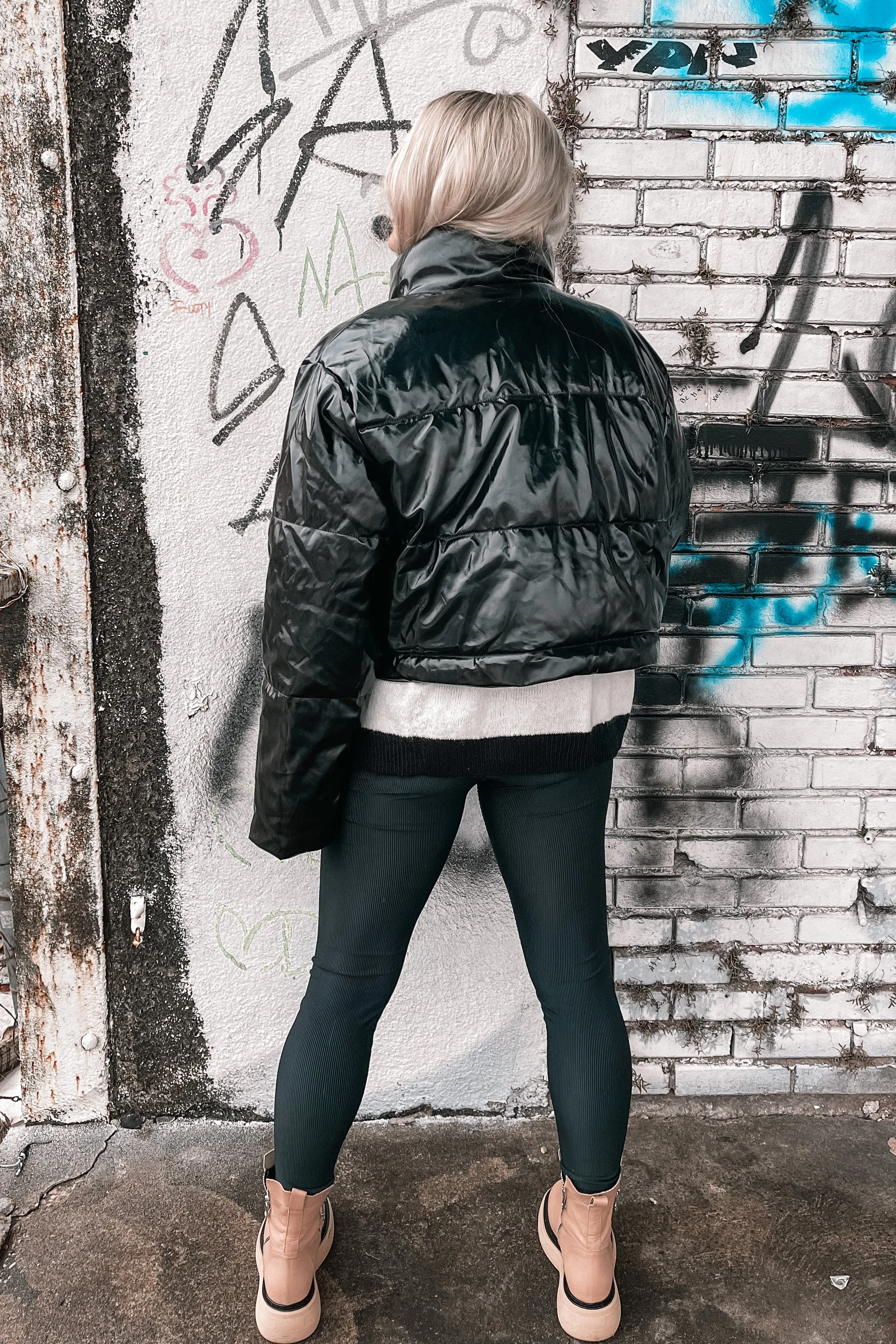 Breckenridge Puffer Coat in Liquid Black