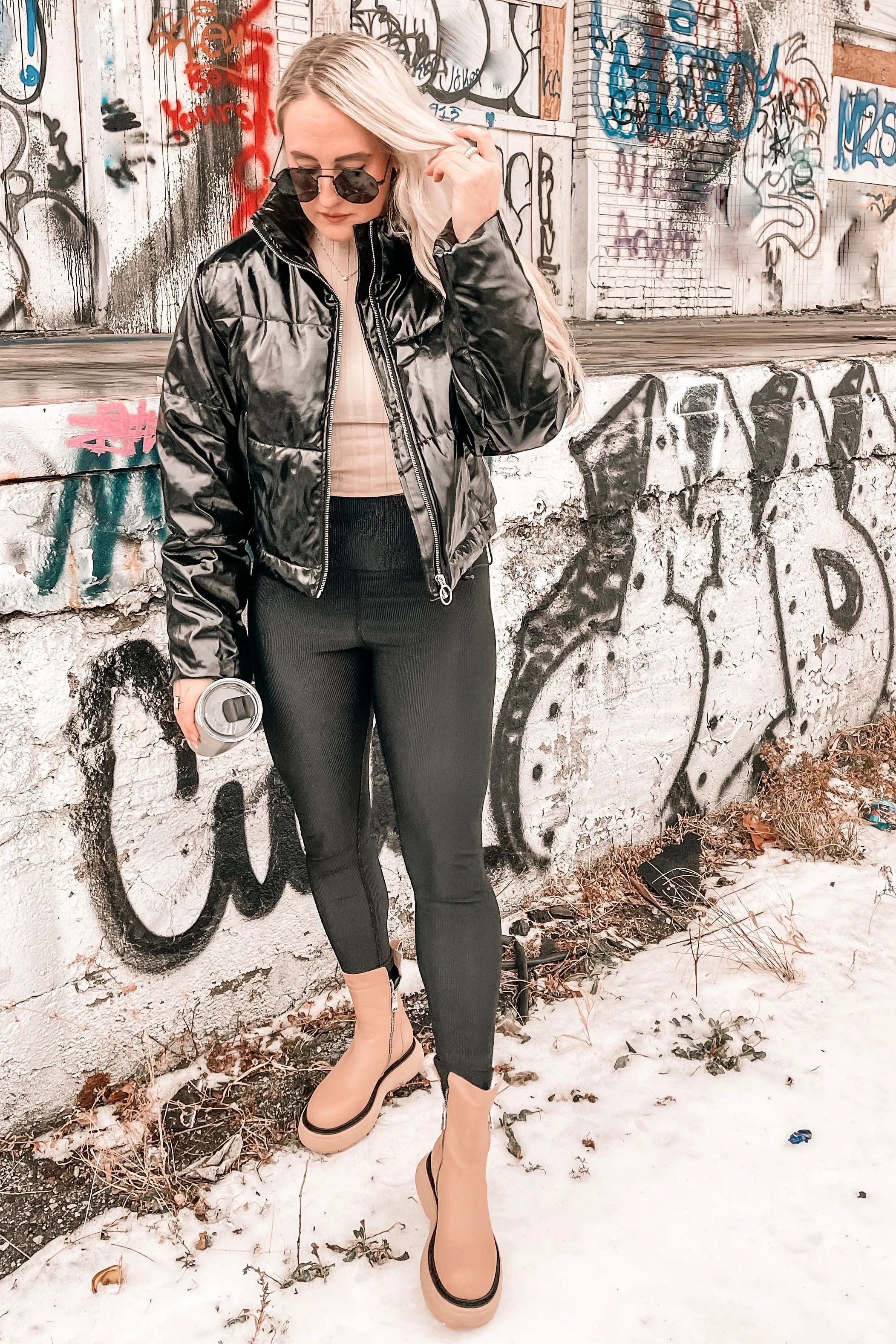 Breckenridge Puffer Coat in Liquid Black