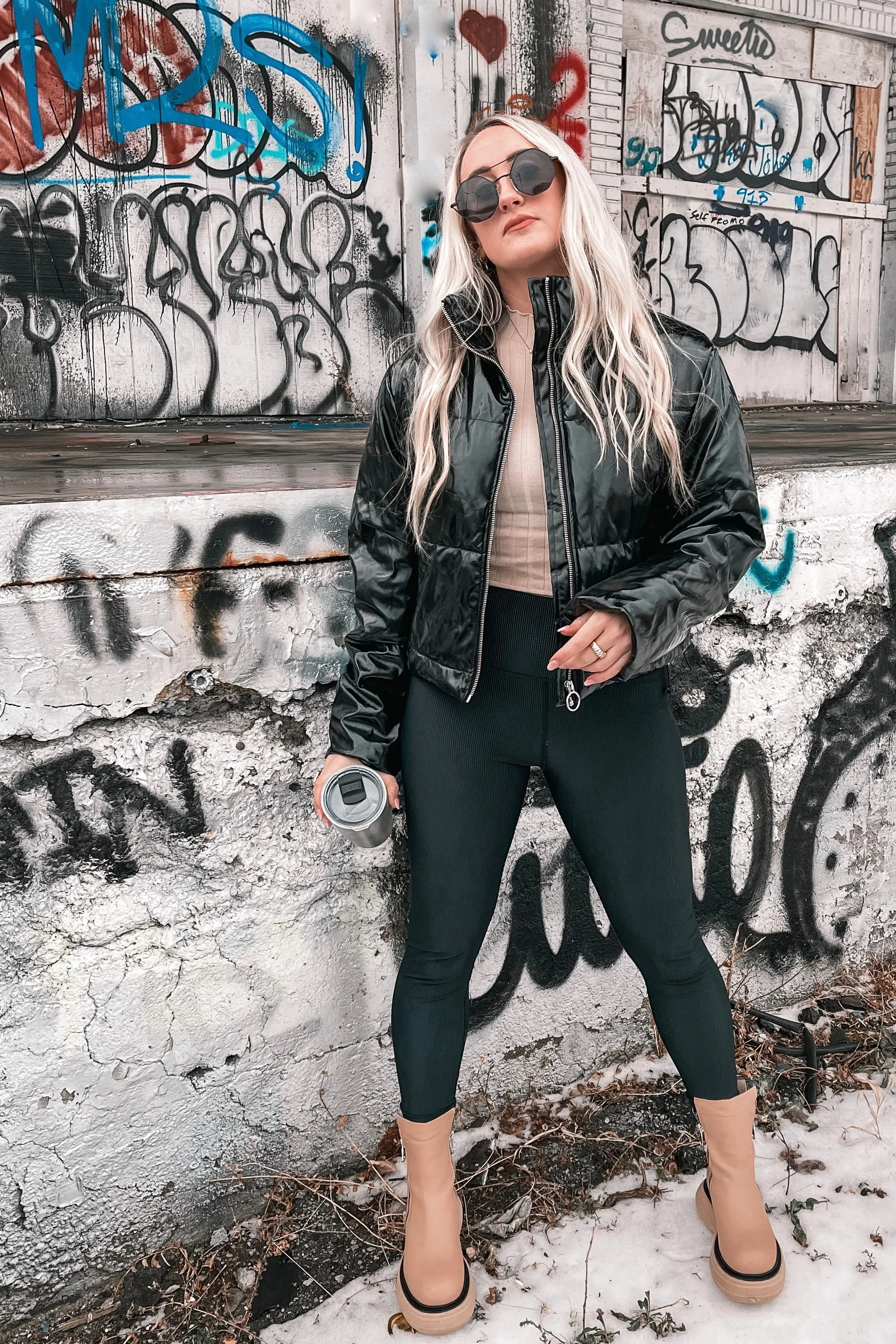 Breckenridge Puffer Coat in Liquid Black
