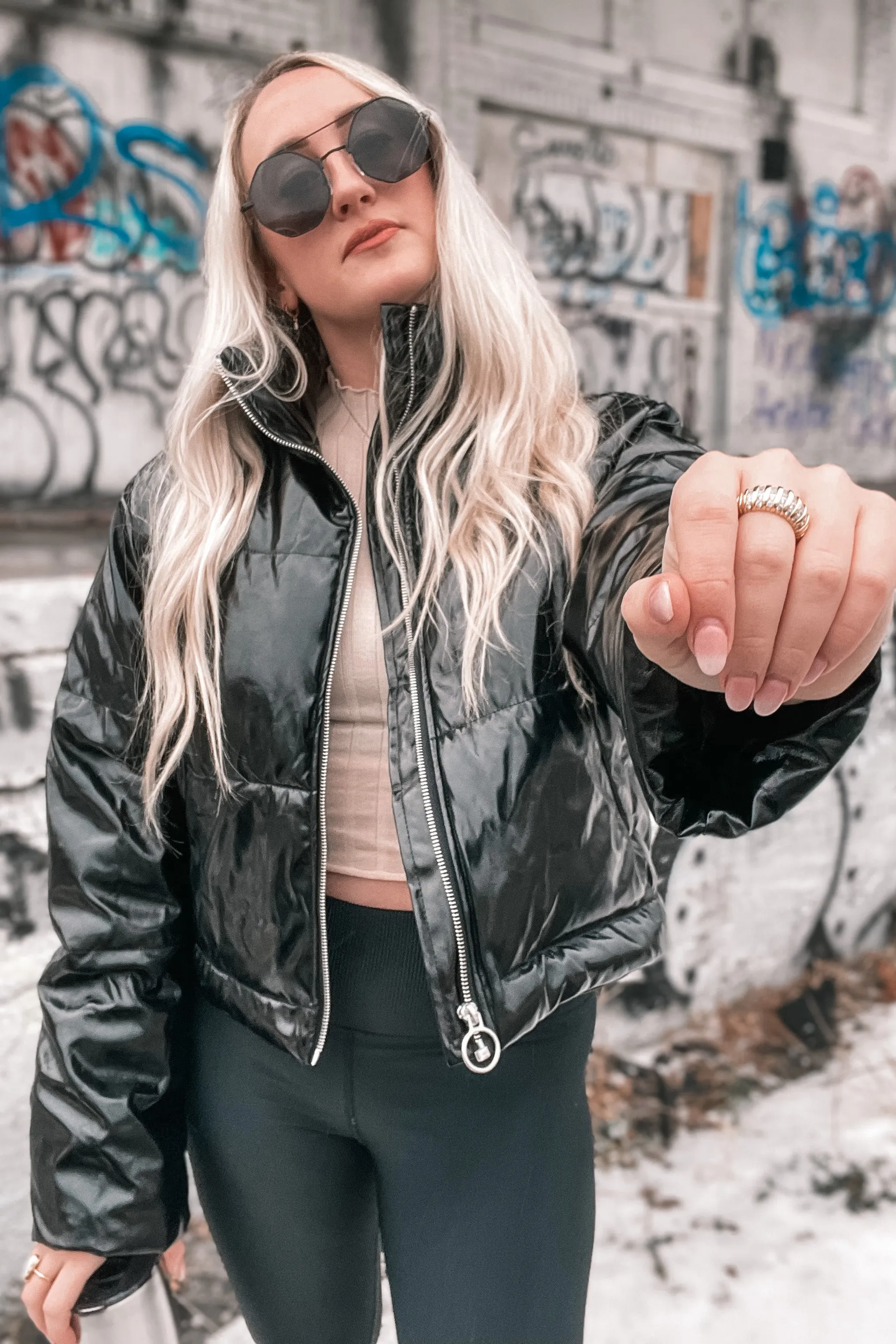 Breckenridge Puffer Coat in Liquid Black