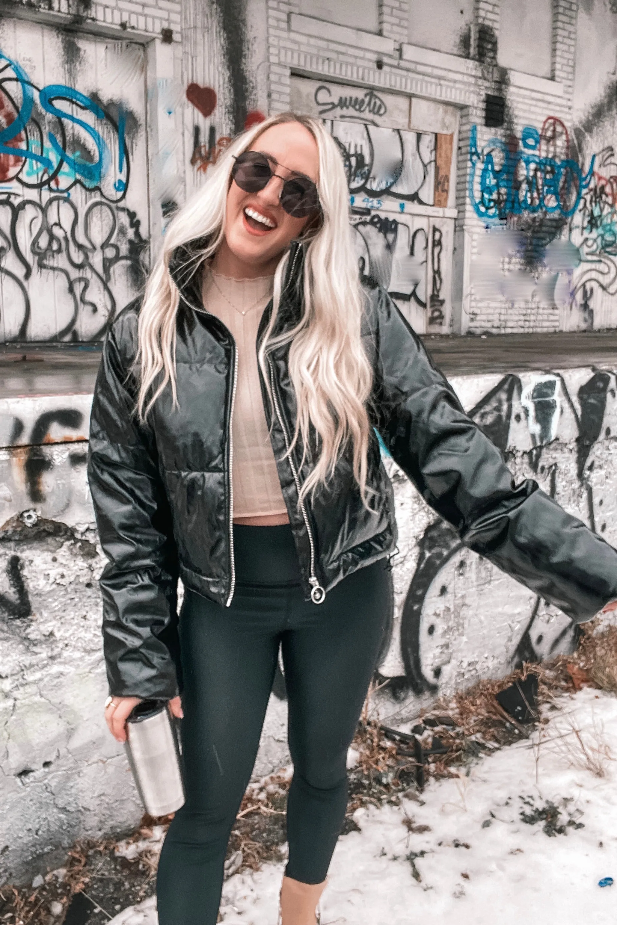 Breckenridge Puffer Coat in Liquid Black