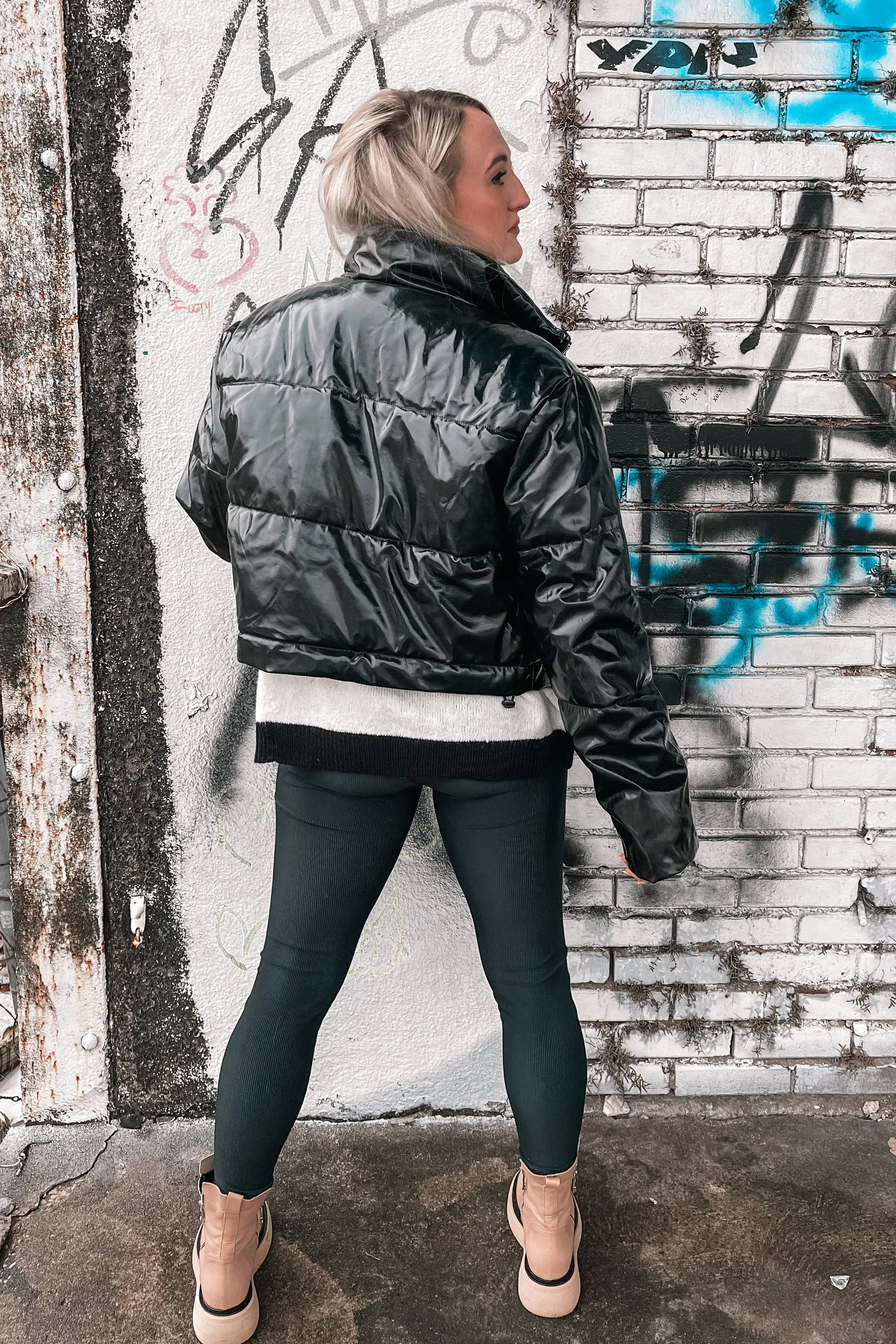 Breckenridge Puffer Coat in Liquid Black
