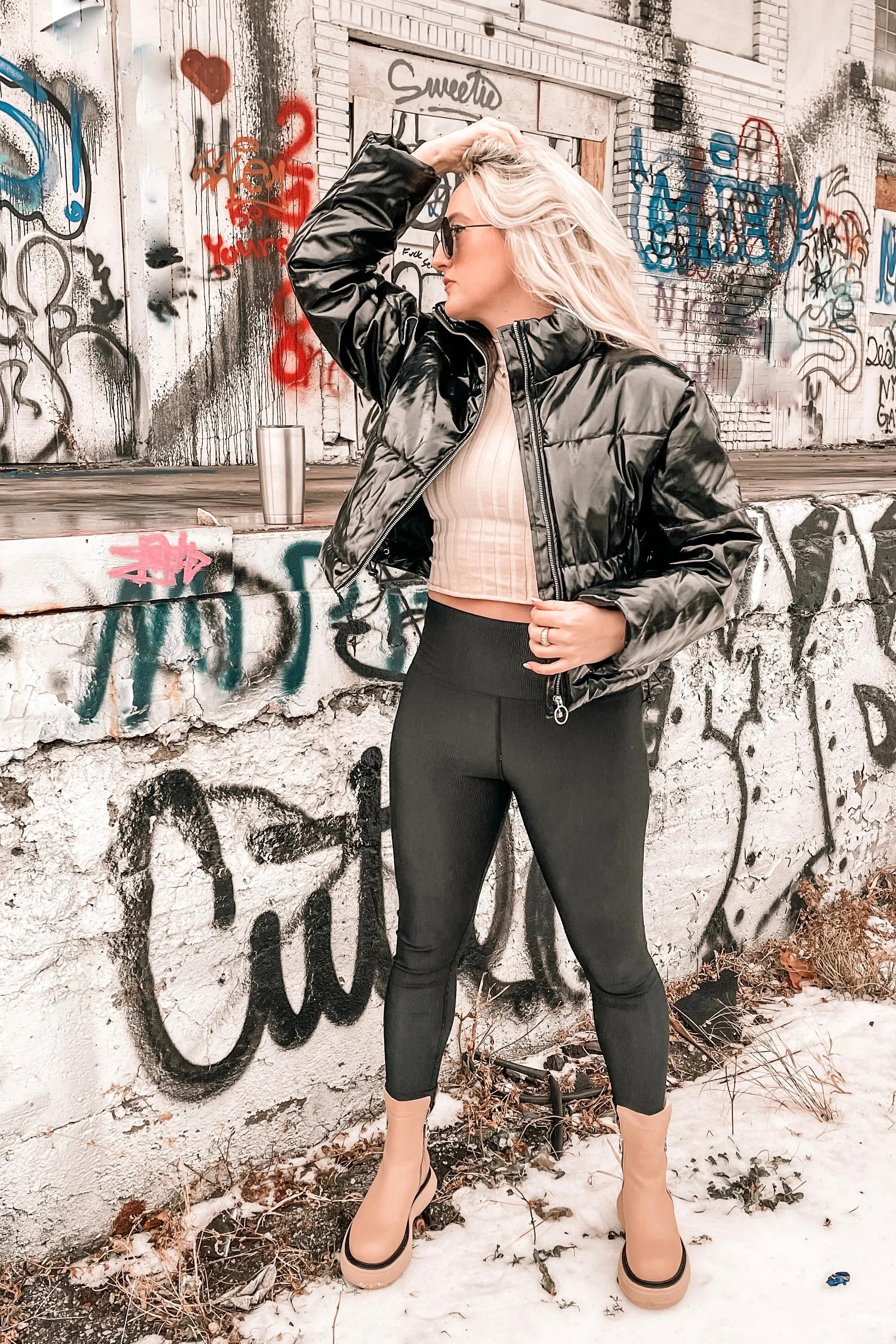 Breckenridge Puffer Coat in Liquid Black