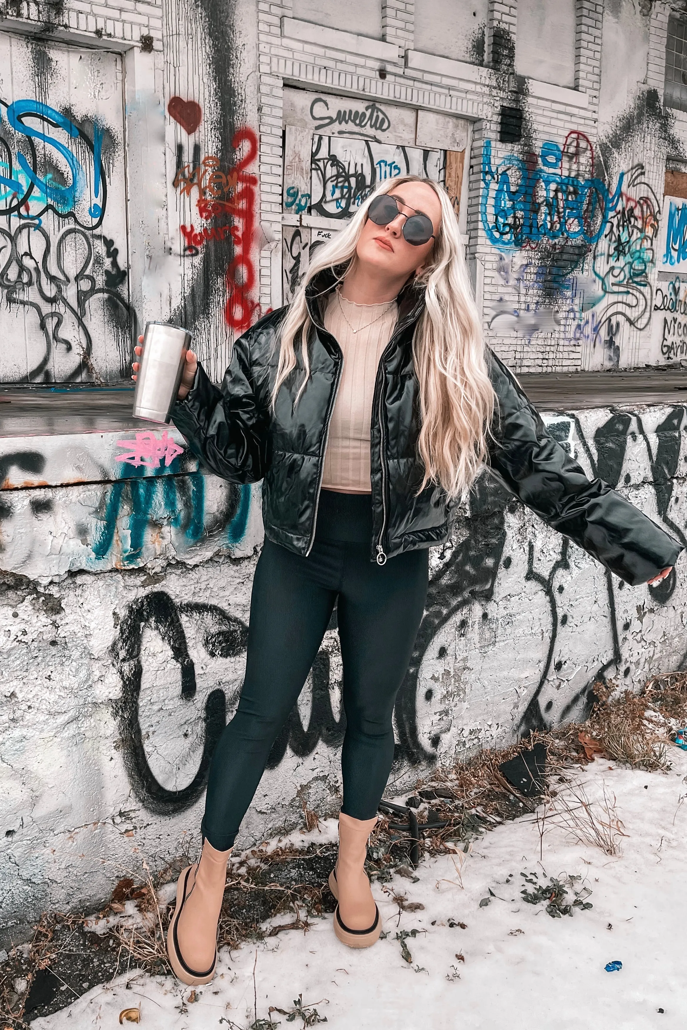 Breckenridge Puffer Coat in Liquid Black