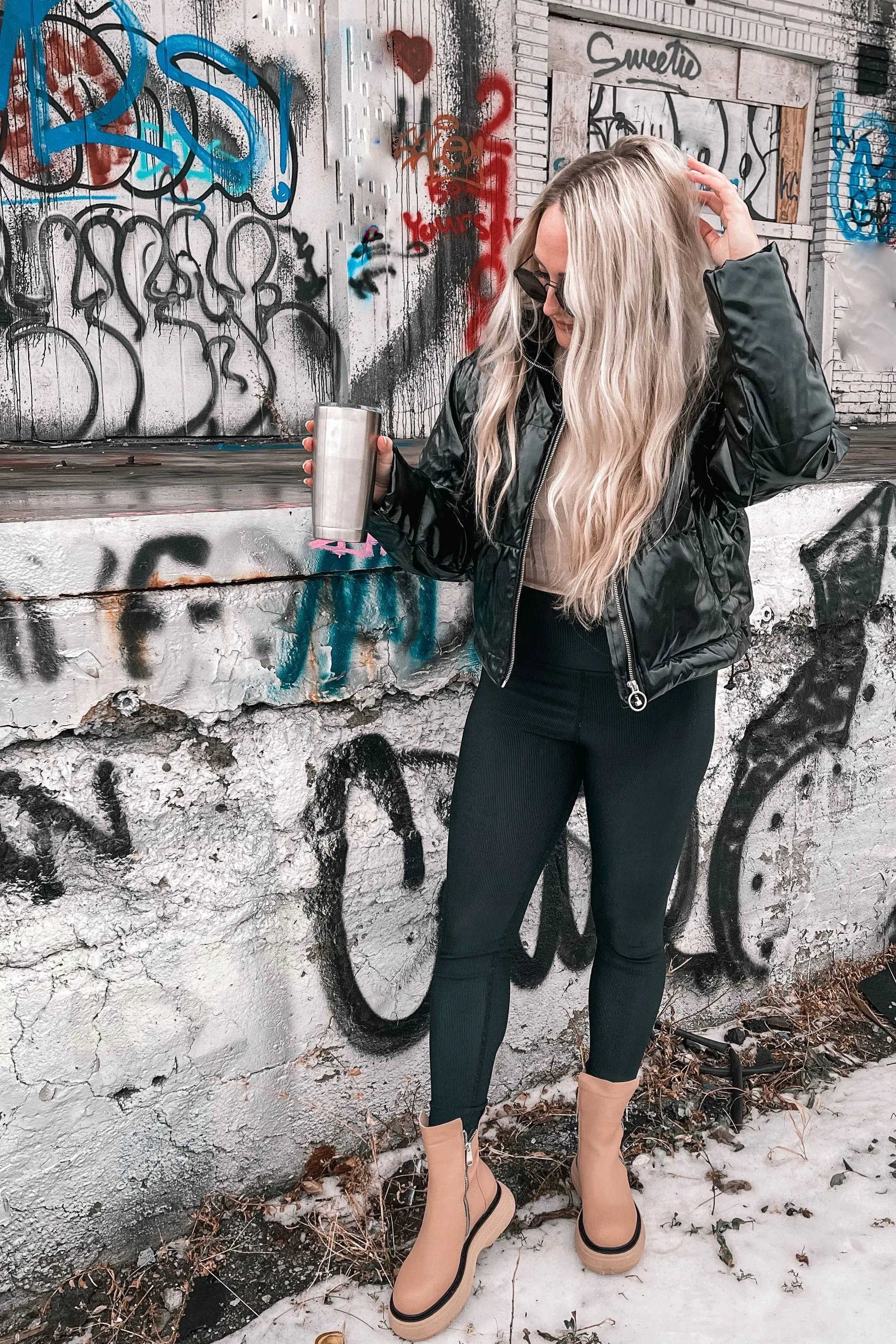 Breckenridge Puffer Coat in Liquid Black