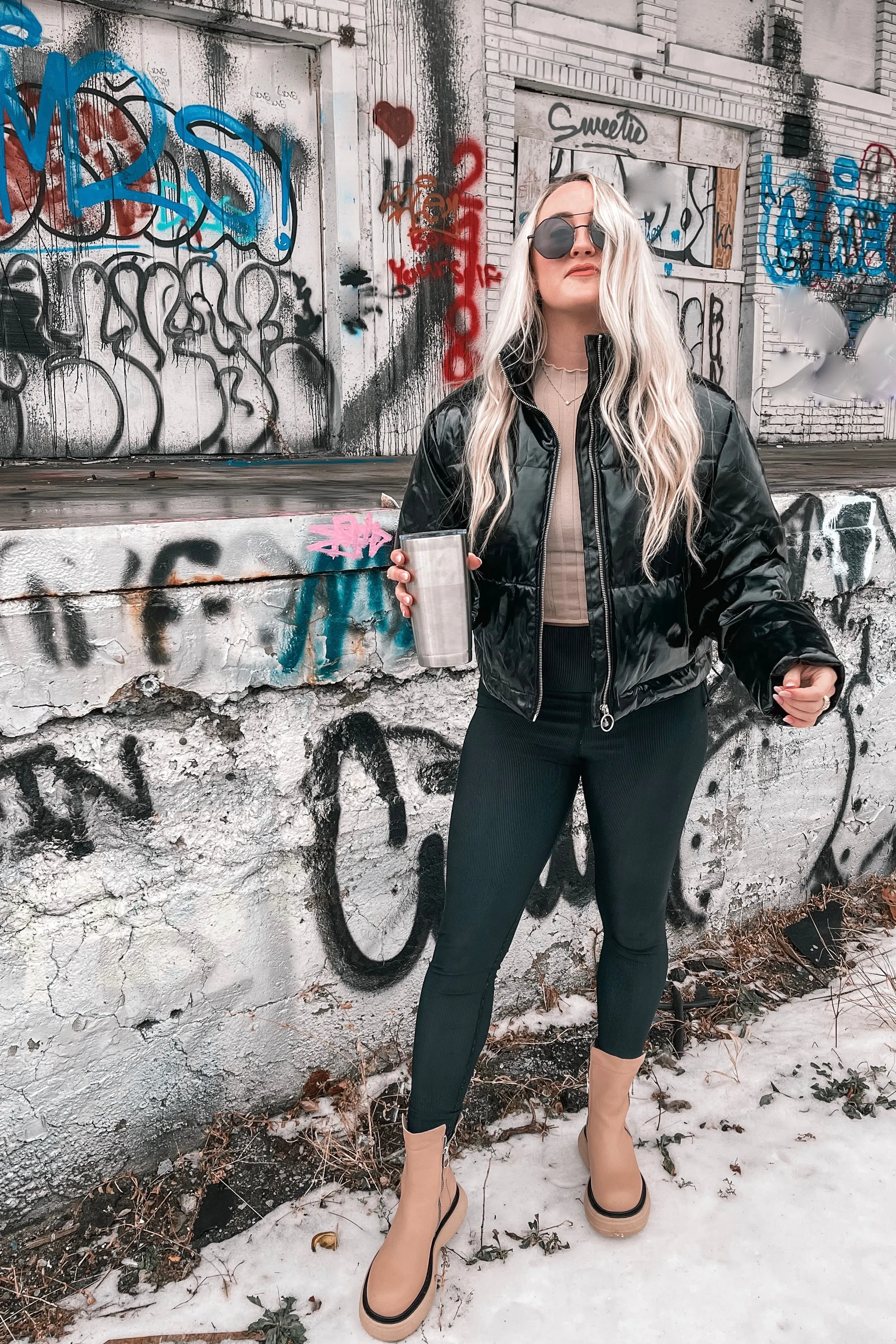 Breckenridge Puffer Coat in Liquid Black