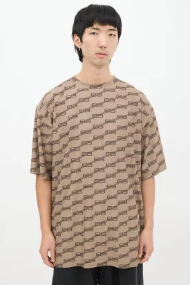 Brown Nylon BB Monogram Oversized T-Shirt