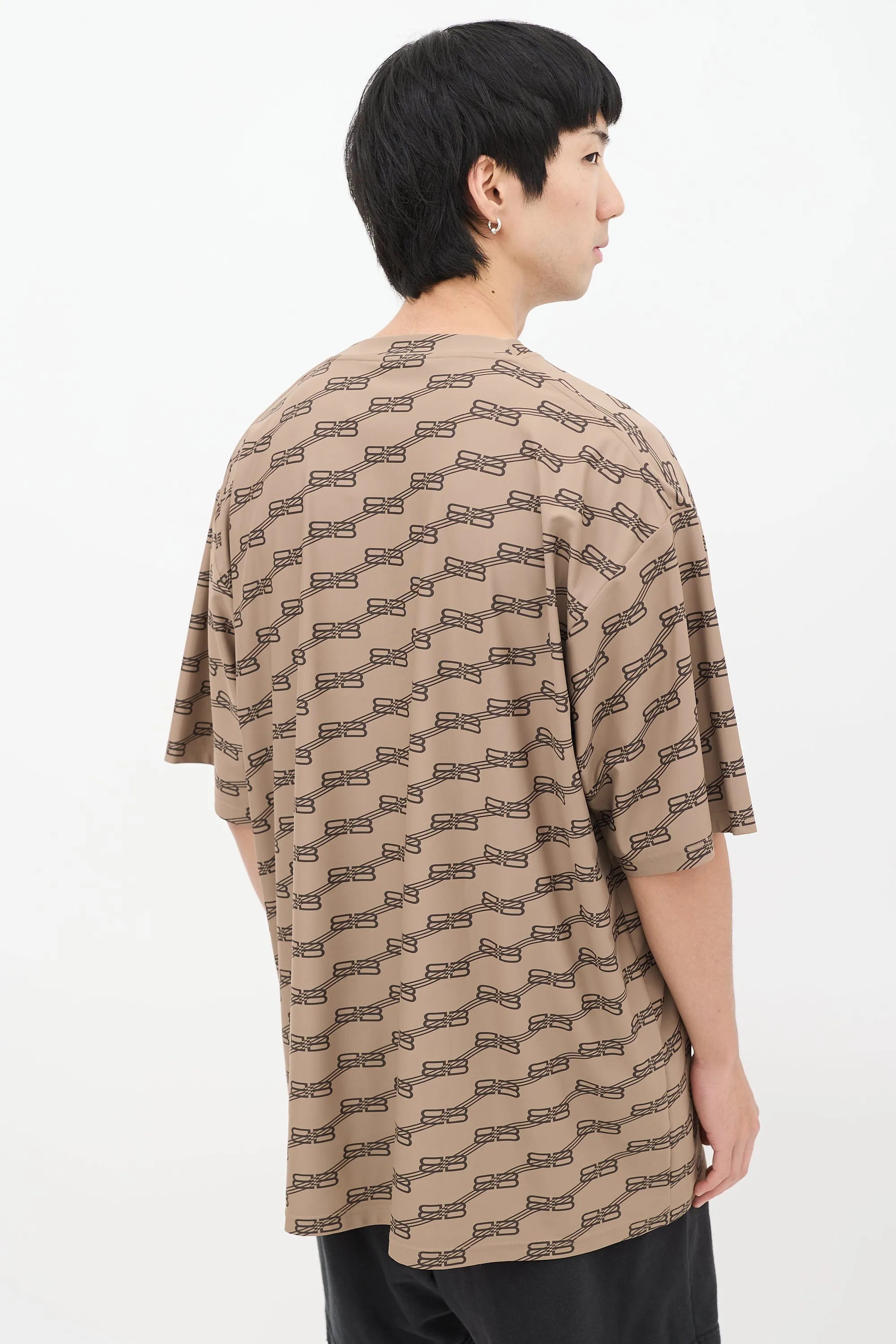 Brown Nylon BB Monogram Oversized T-Shirt
