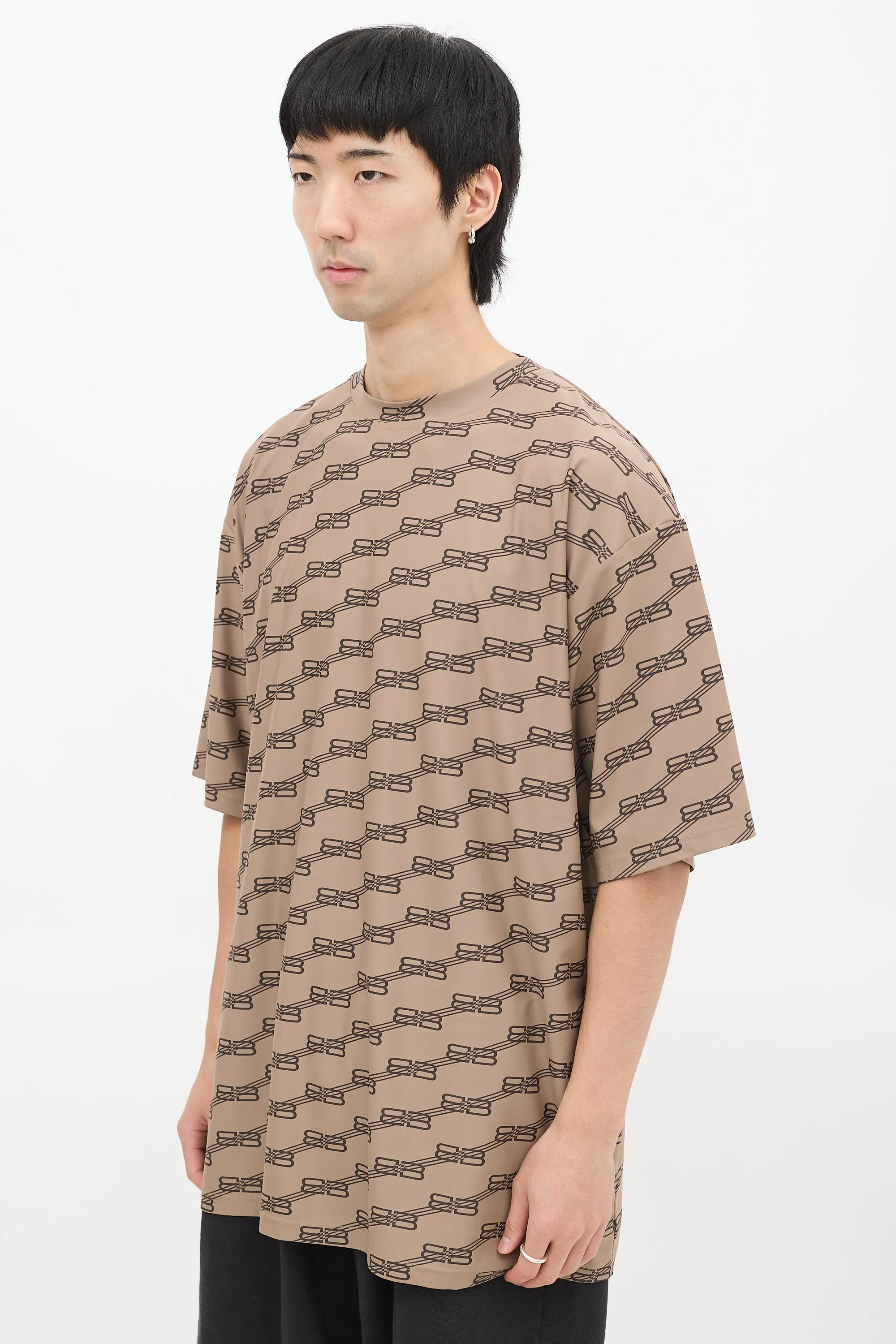 Brown Nylon BB Monogram Oversized T-Shirt