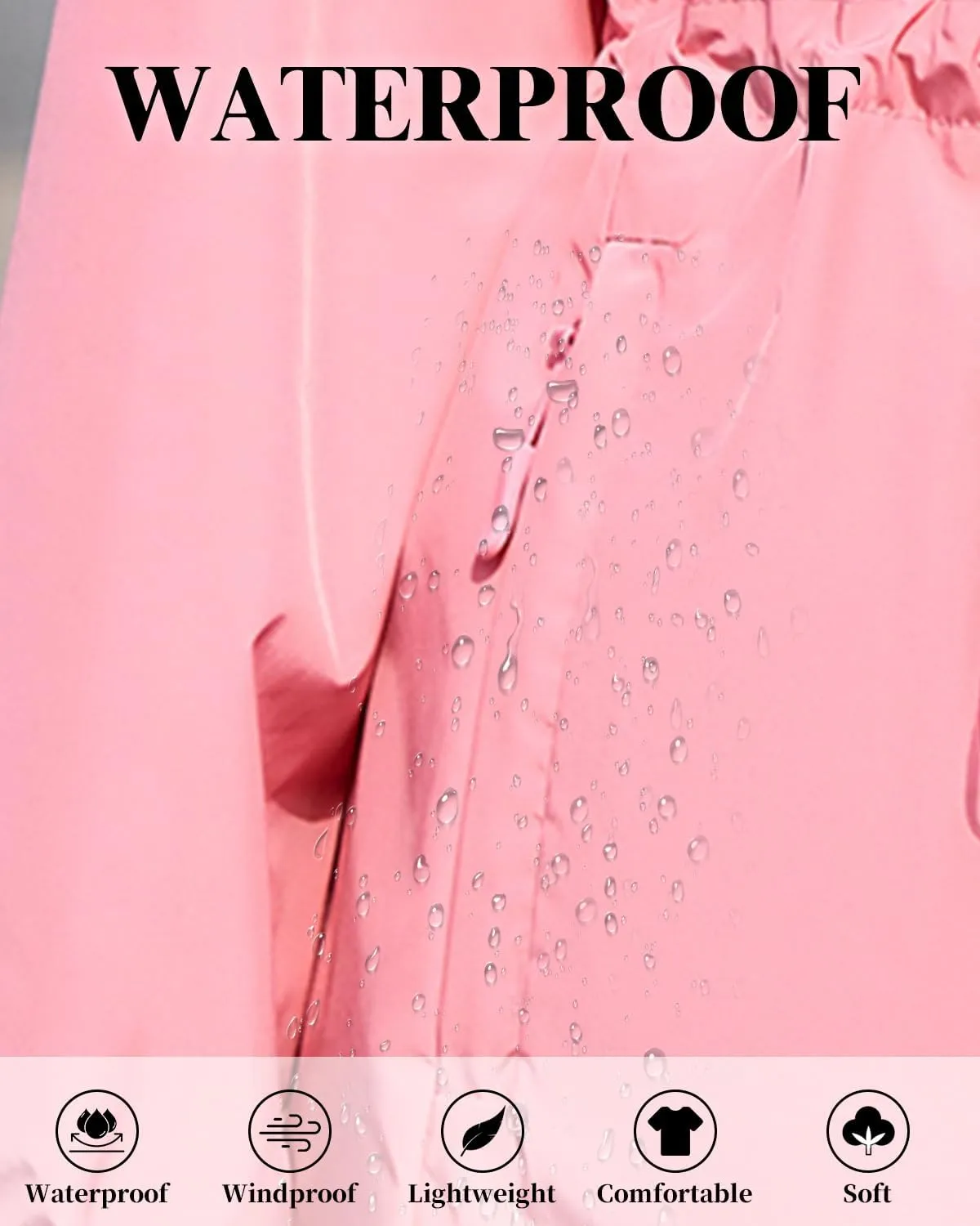 Century Star Womens Rain Jacket Packable Lightweight Raincoats for Women with Hood Waterproof Long Rain Coat Windbreaker