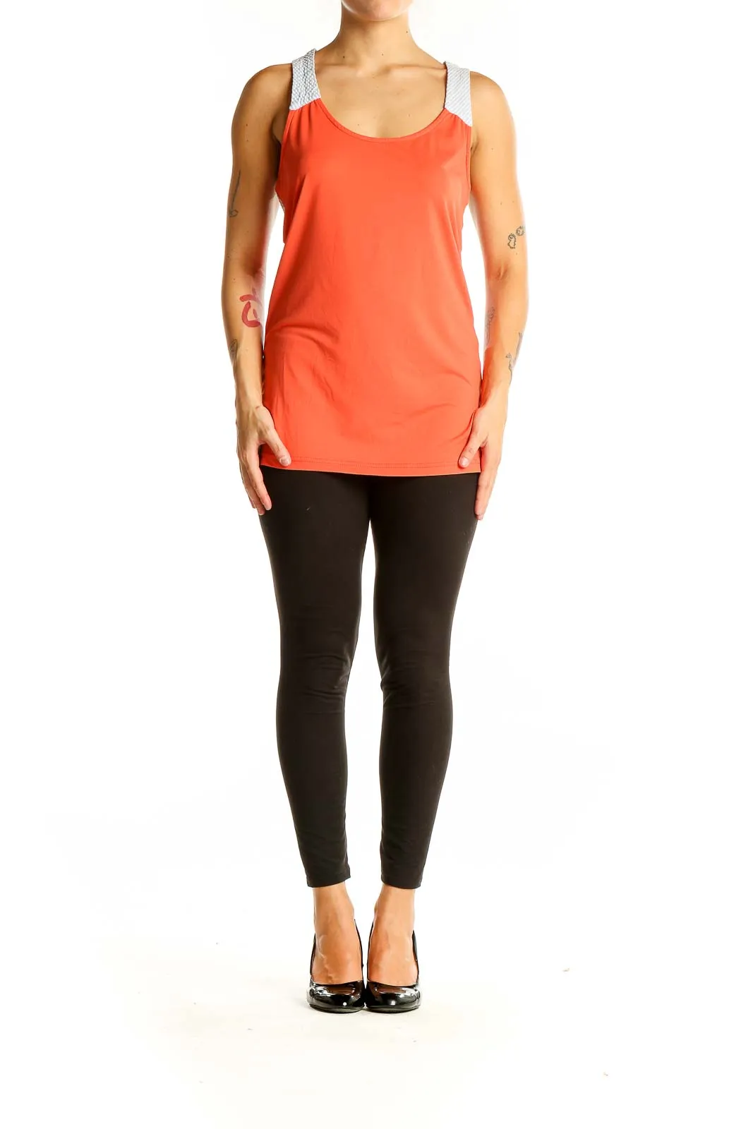 Coral Athletic Tank Top with Mesh Straps