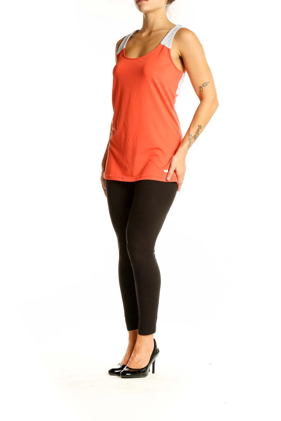 Coral Athletic Tank Top with Mesh Straps