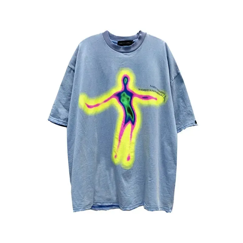 Distorted Portrait Printing Oversized T-shirt