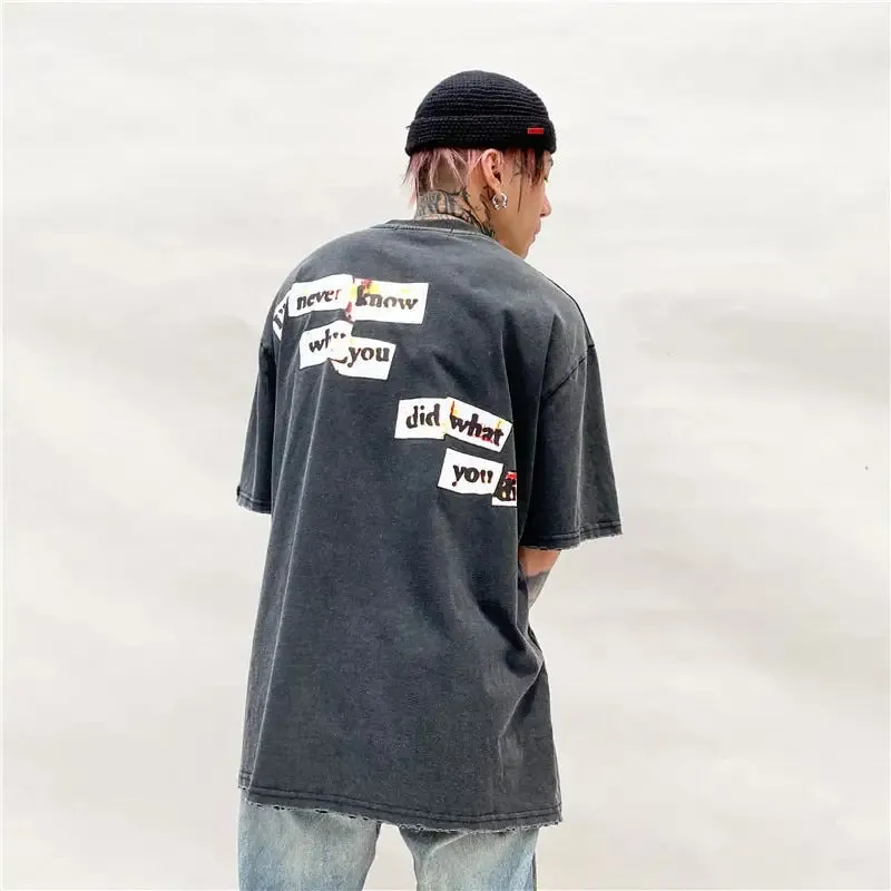 Distorted Portrait Printing Oversized T-shirt