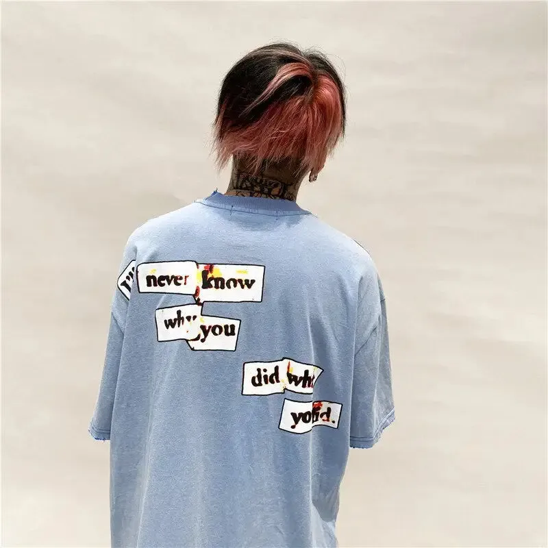 Distorted Portrait Printing Oversized T-shirt