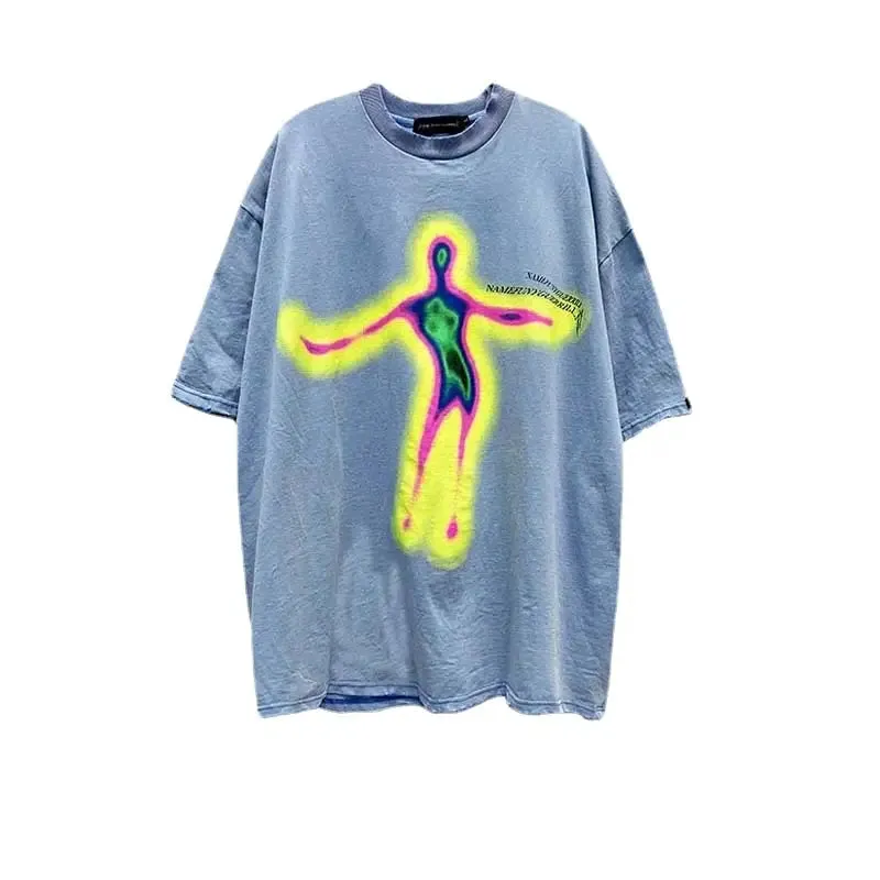 Distorted Portrait Printing Oversized T-shirt