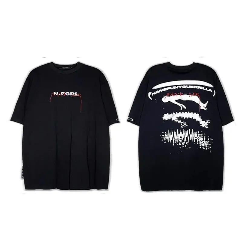 Distorted Portrait Printing Oversized T-shirt