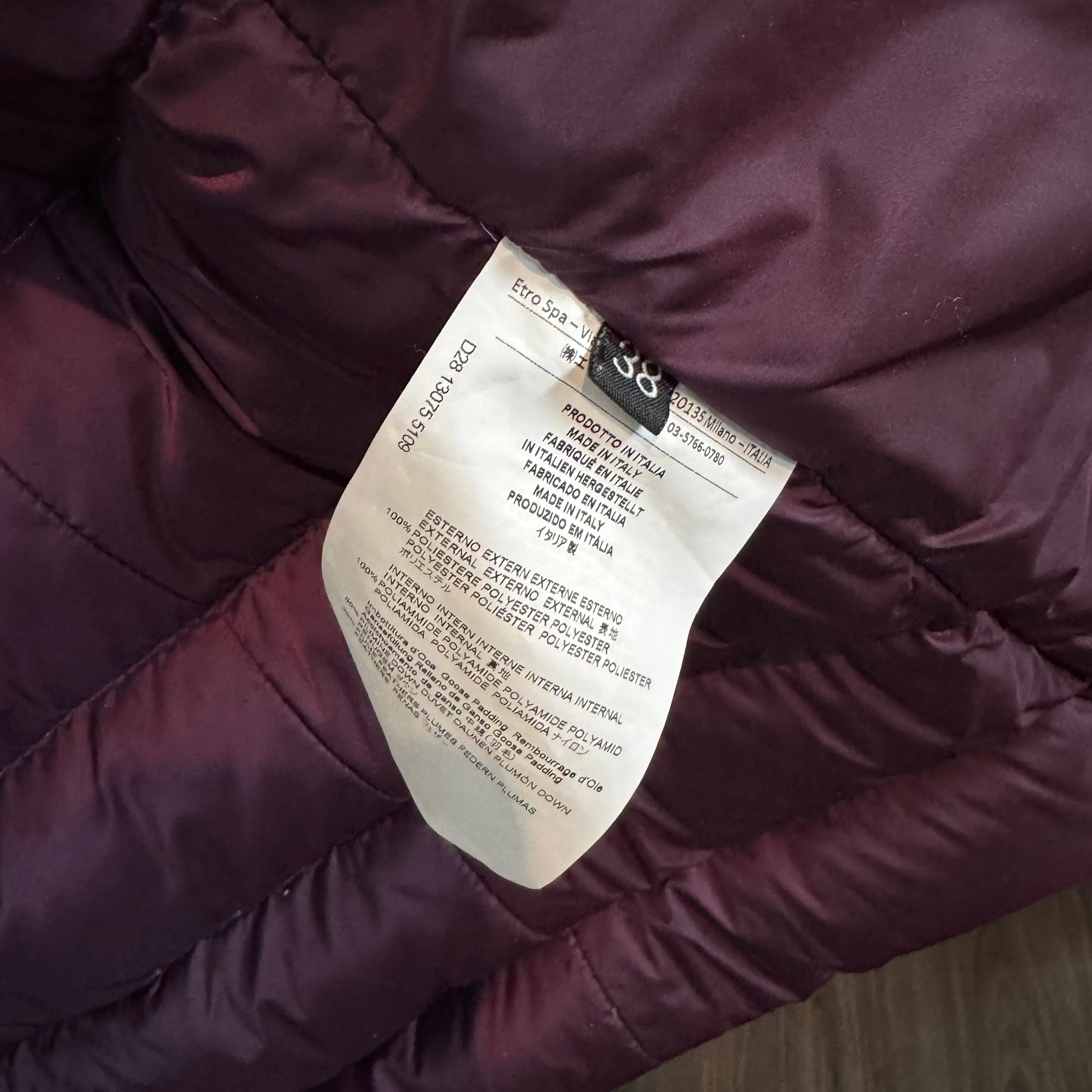 Etro Velvet Down Puffer Coat