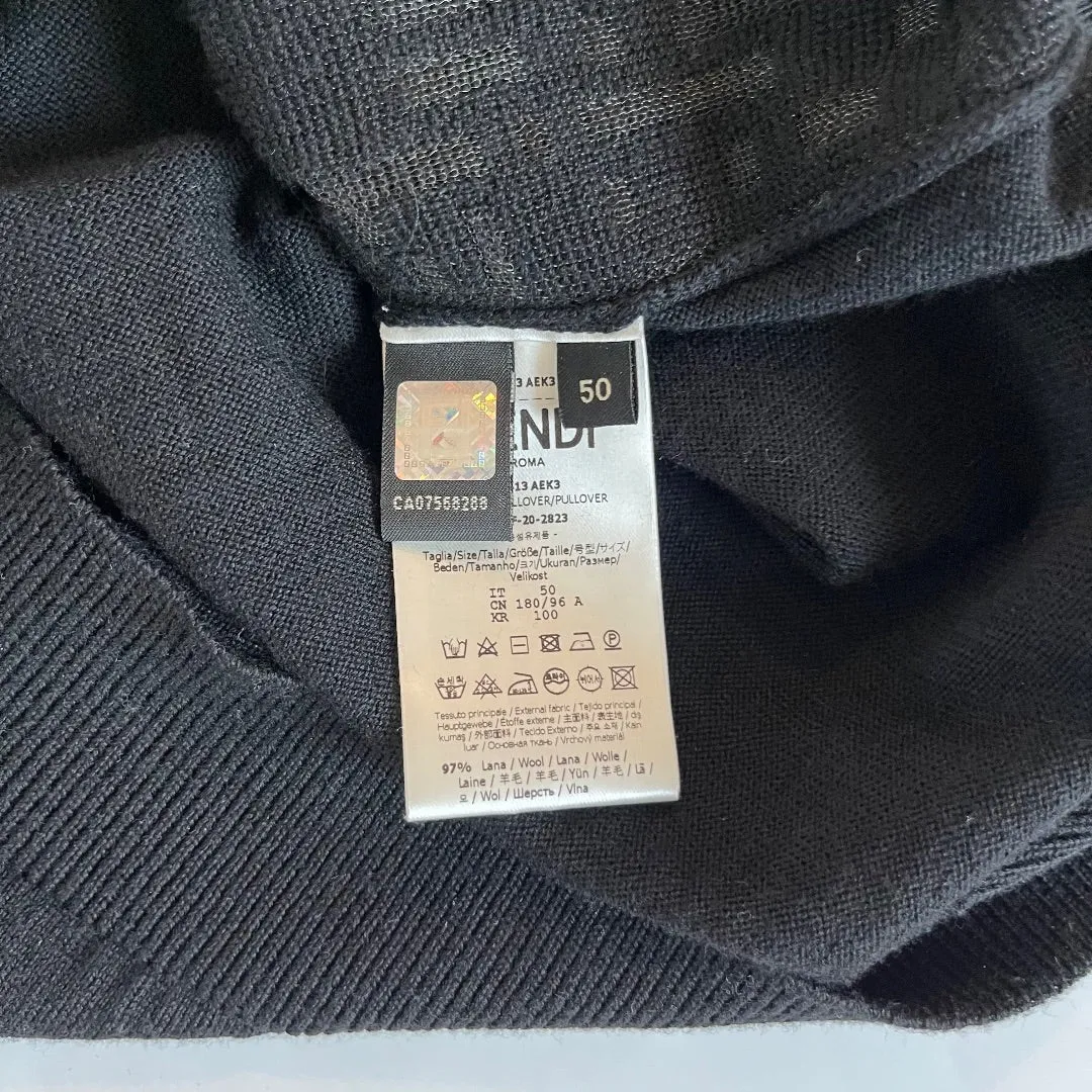 Fendi Black Logo Wool Sweater