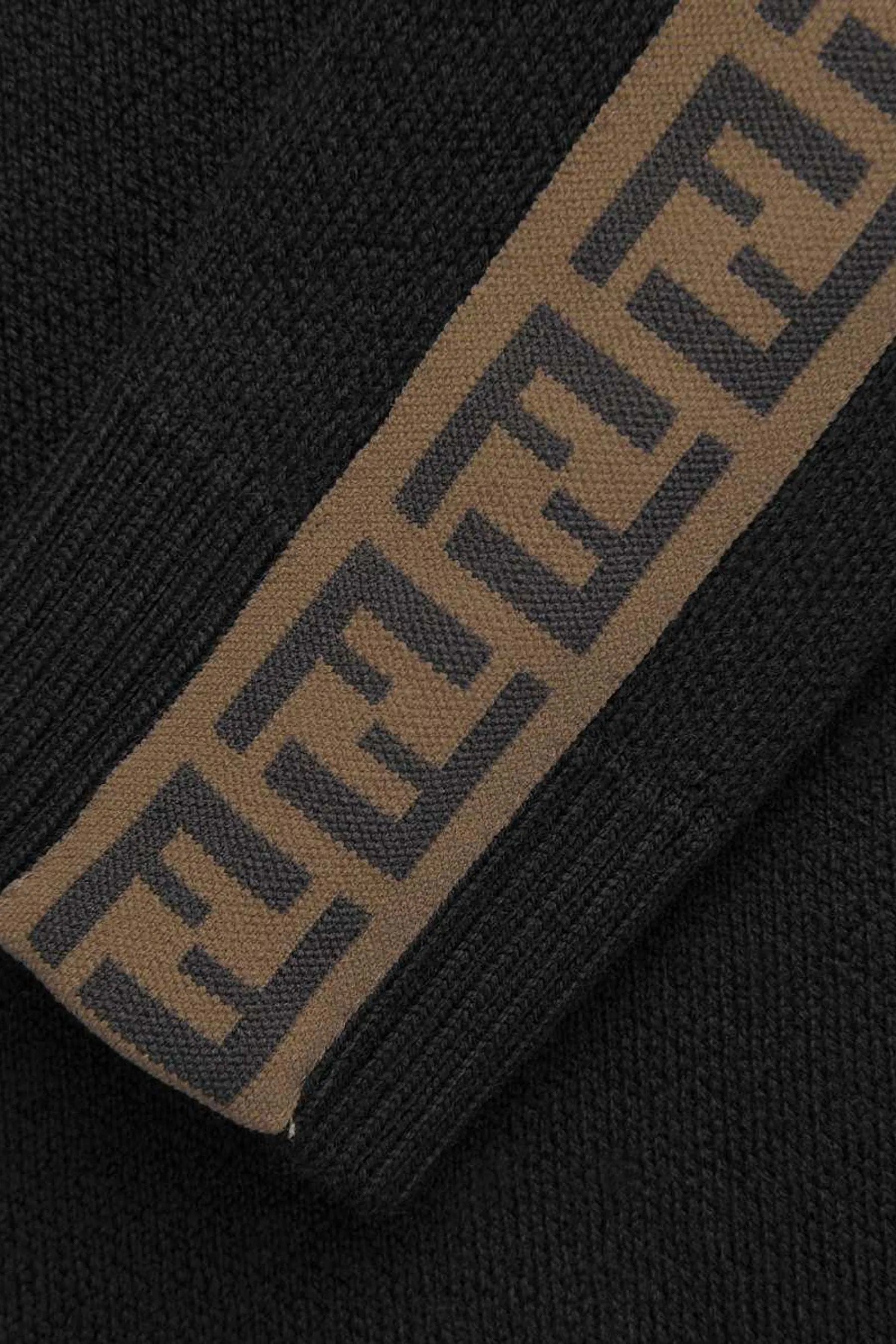 Fendi Fendi Boys Wool Logo Trim Sweater in Black