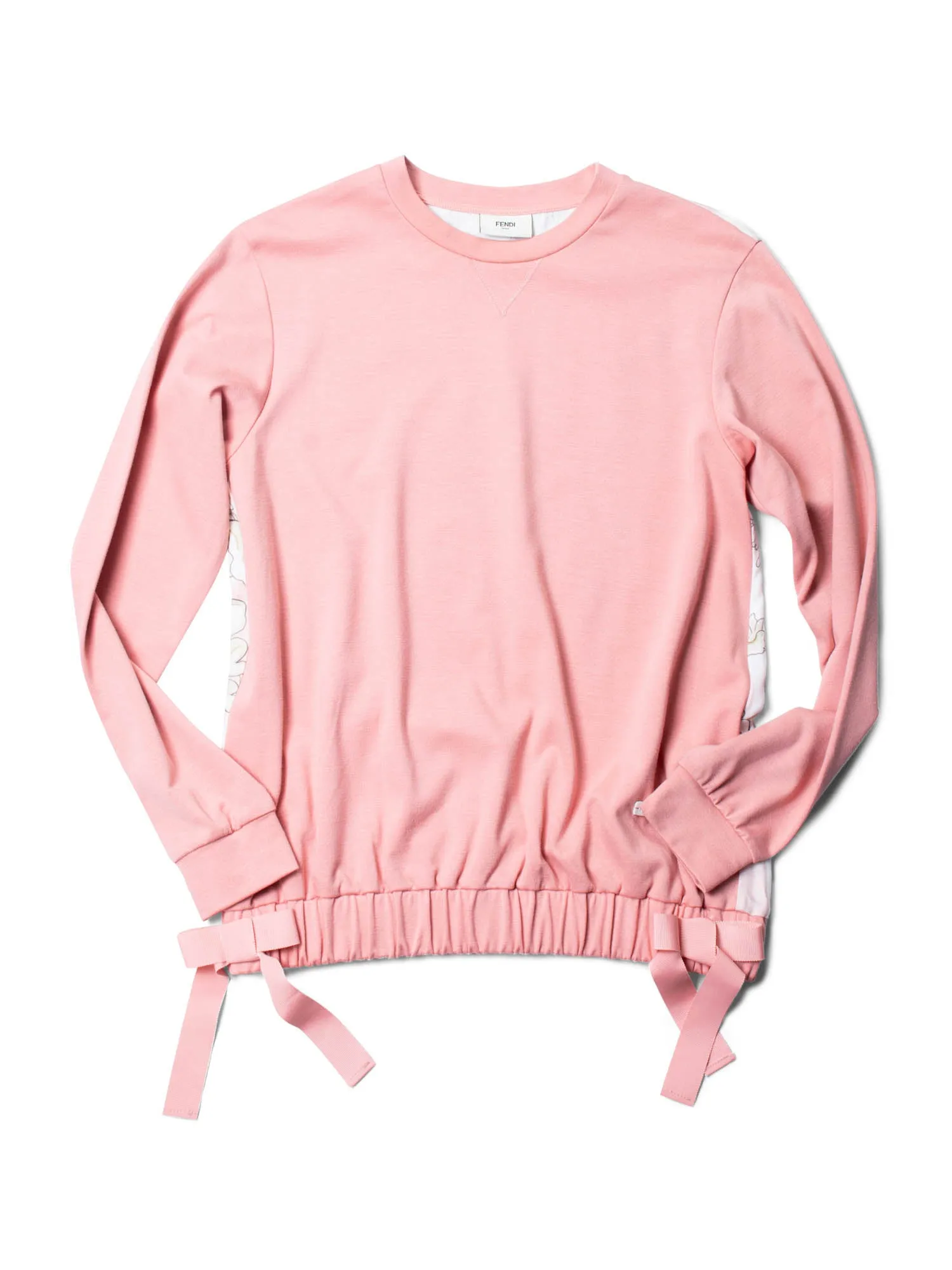 Fendi Logo Cotton Striped Floral Sweatshirt Blush Pink