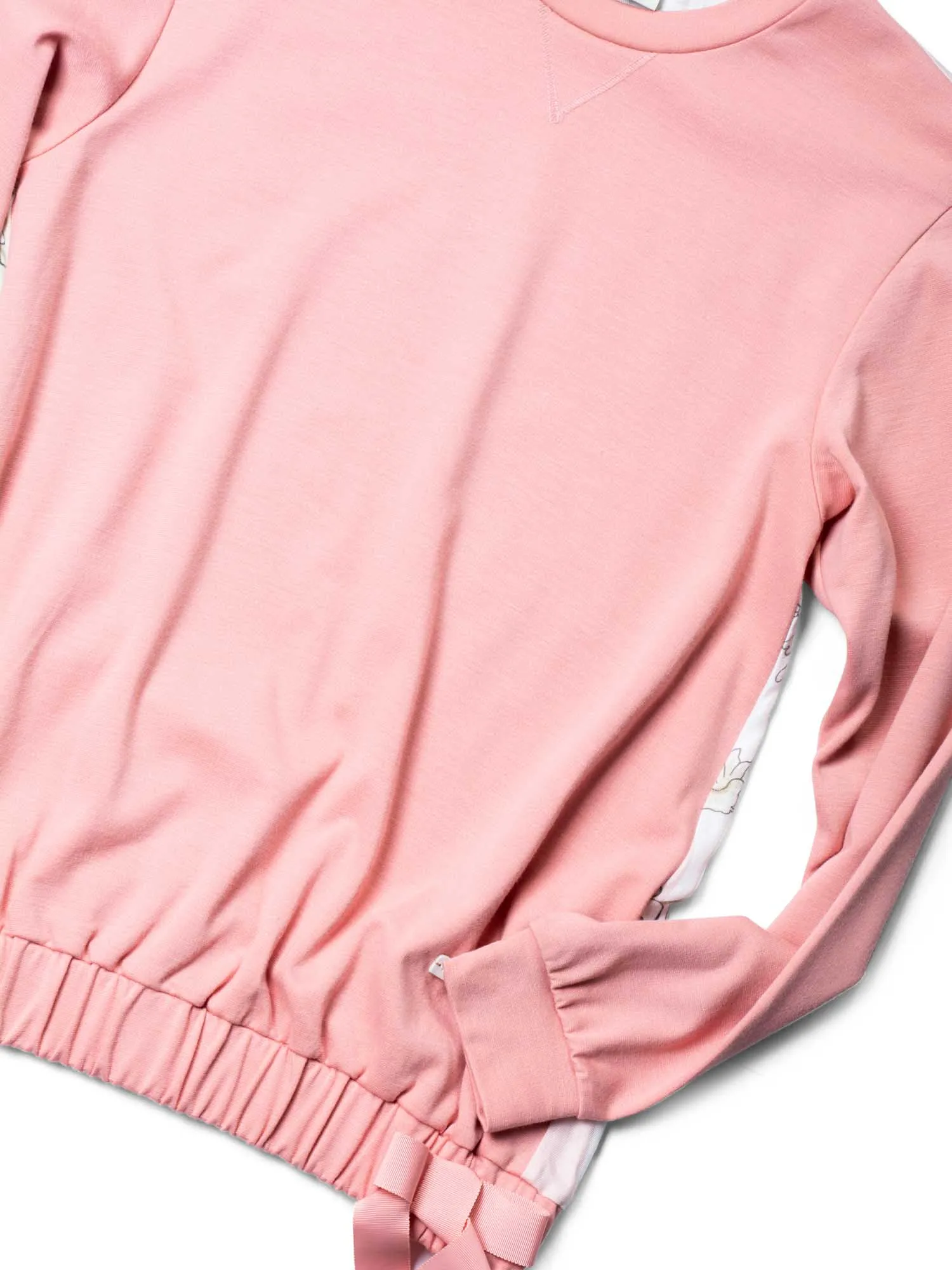 Fendi Logo Cotton Striped Floral Sweatshirt Blush Pink