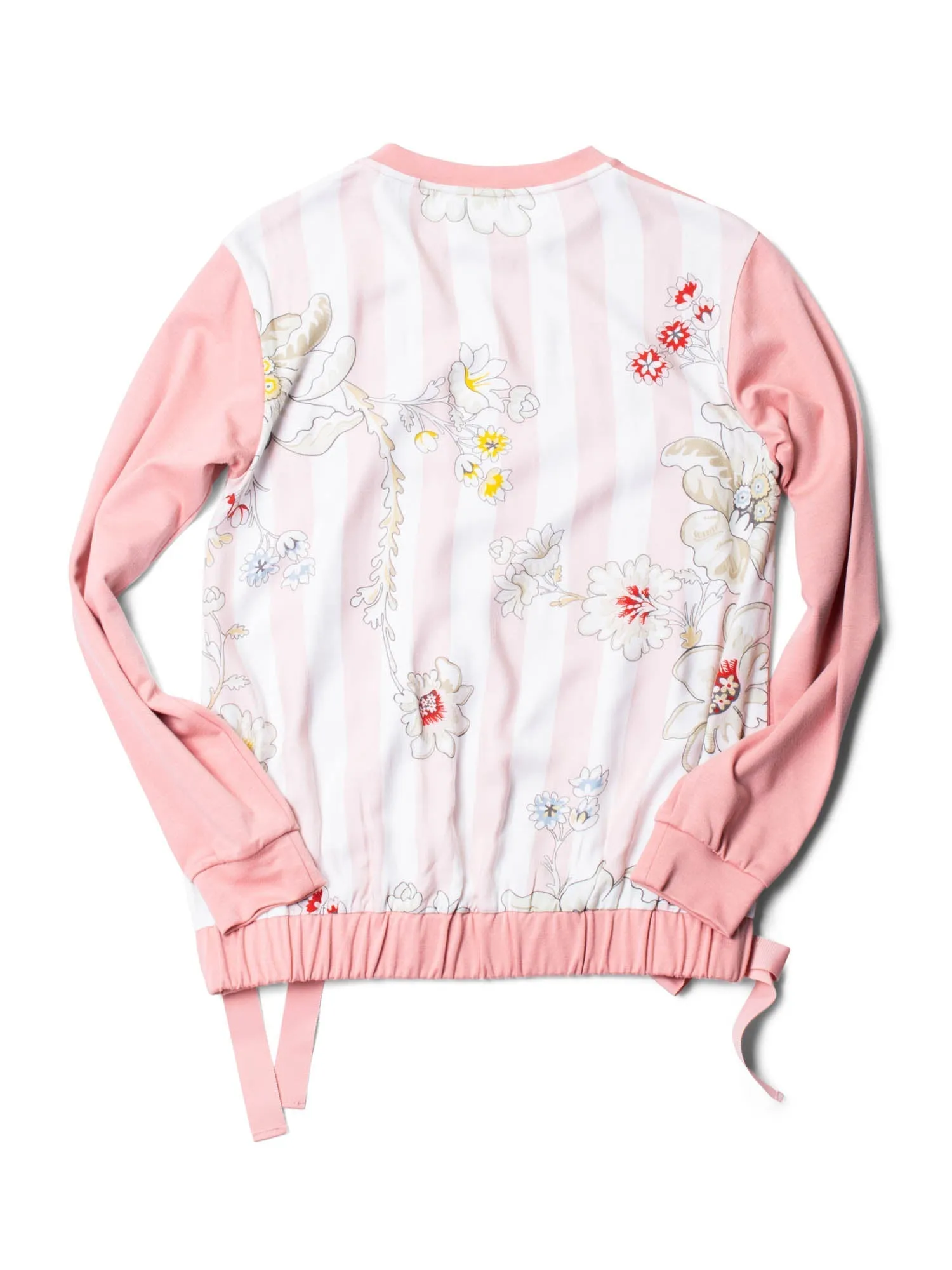 Fendi Logo Cotton Striped Floral Sweatshirt Blush Pink