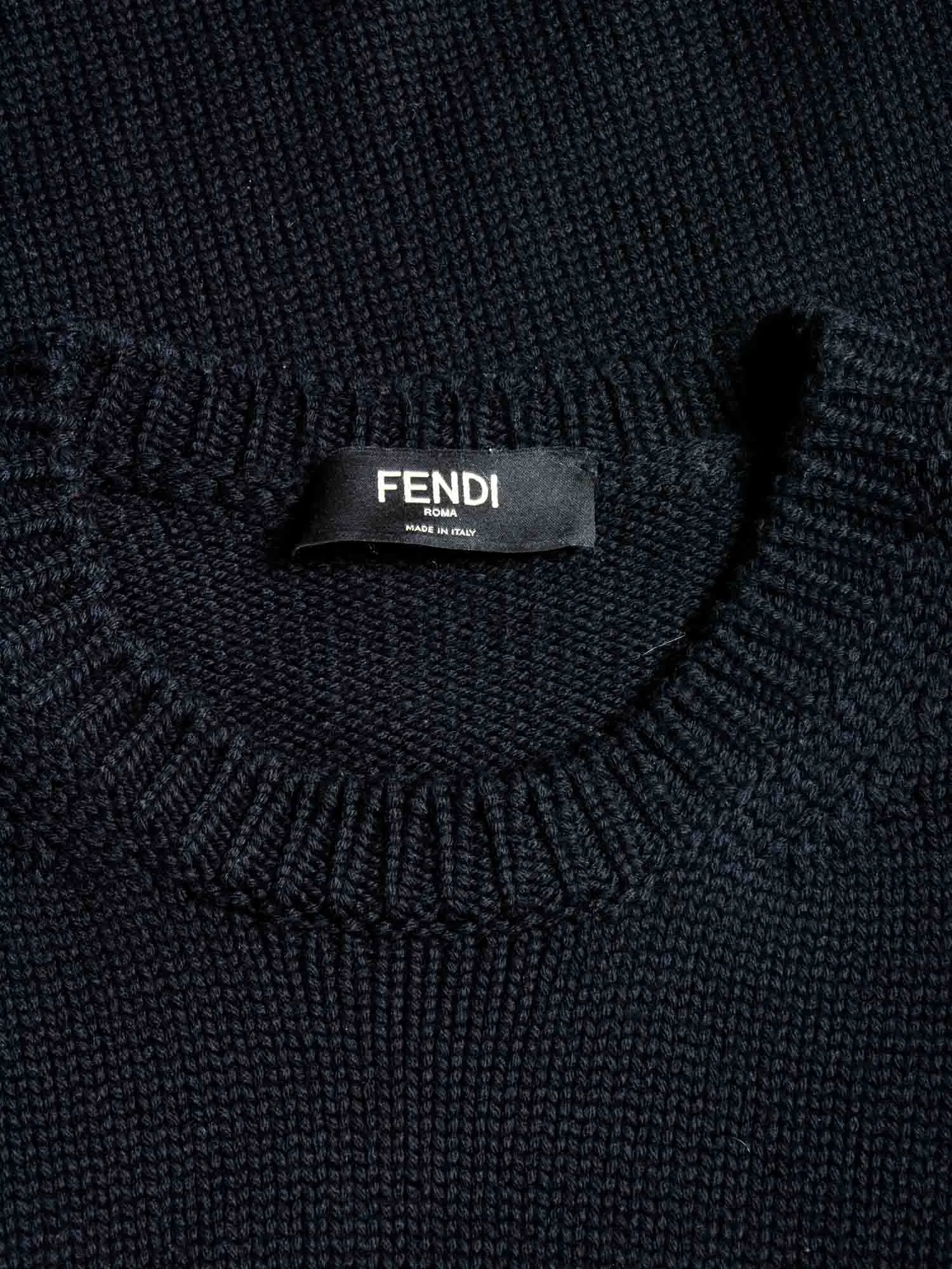 Fendi Logo Wool Knit Oversized Sweater Black White