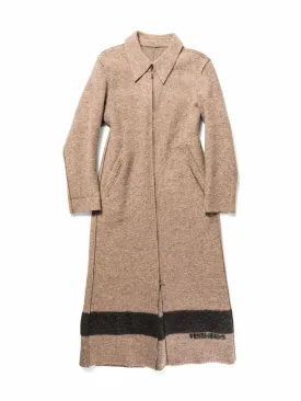 Fendi Logo Wool Stripe Logo Sweater Coat Taupe