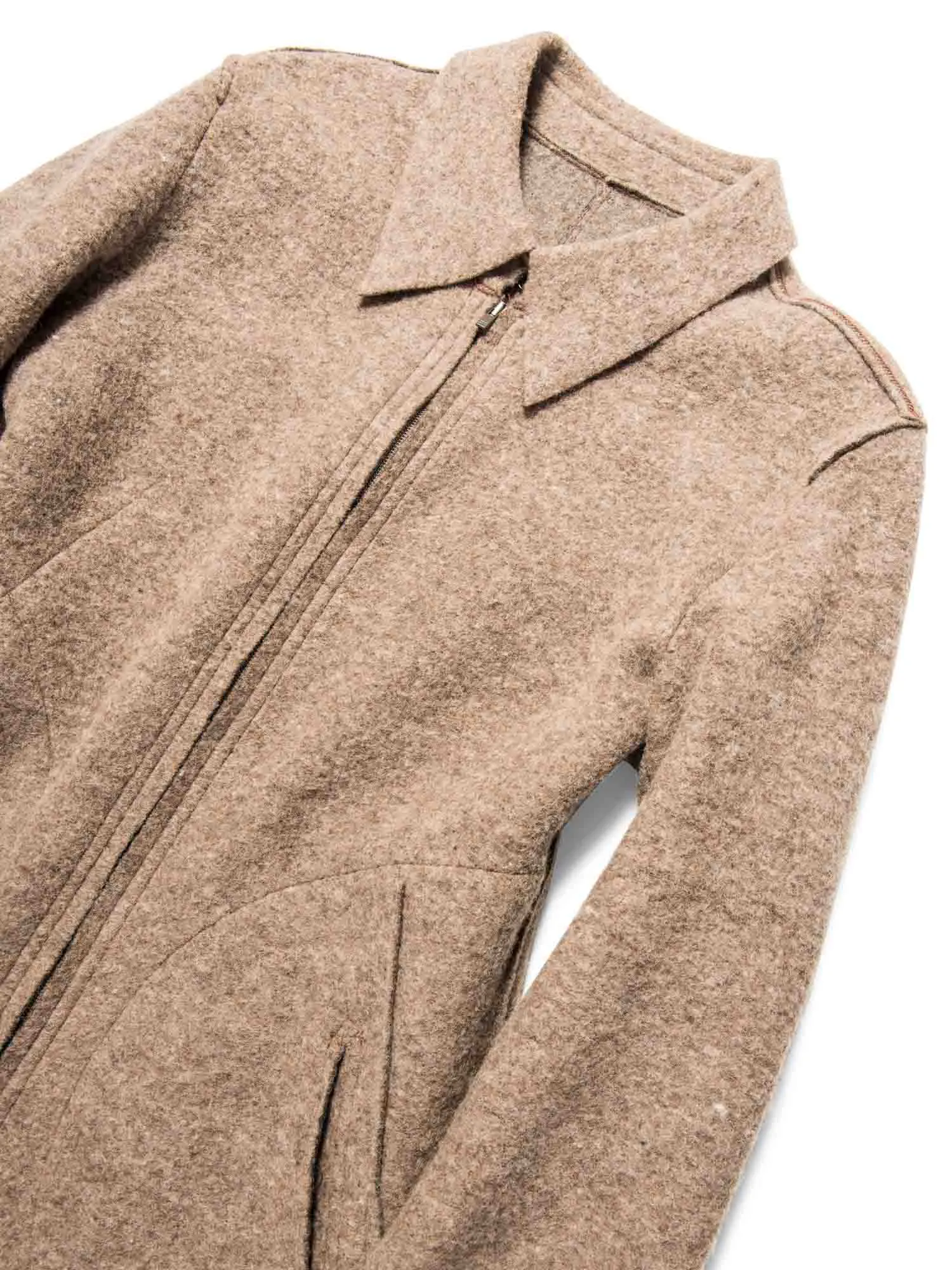 Fendi Logo Wool Stripe Logo Sweater Coat Taupe