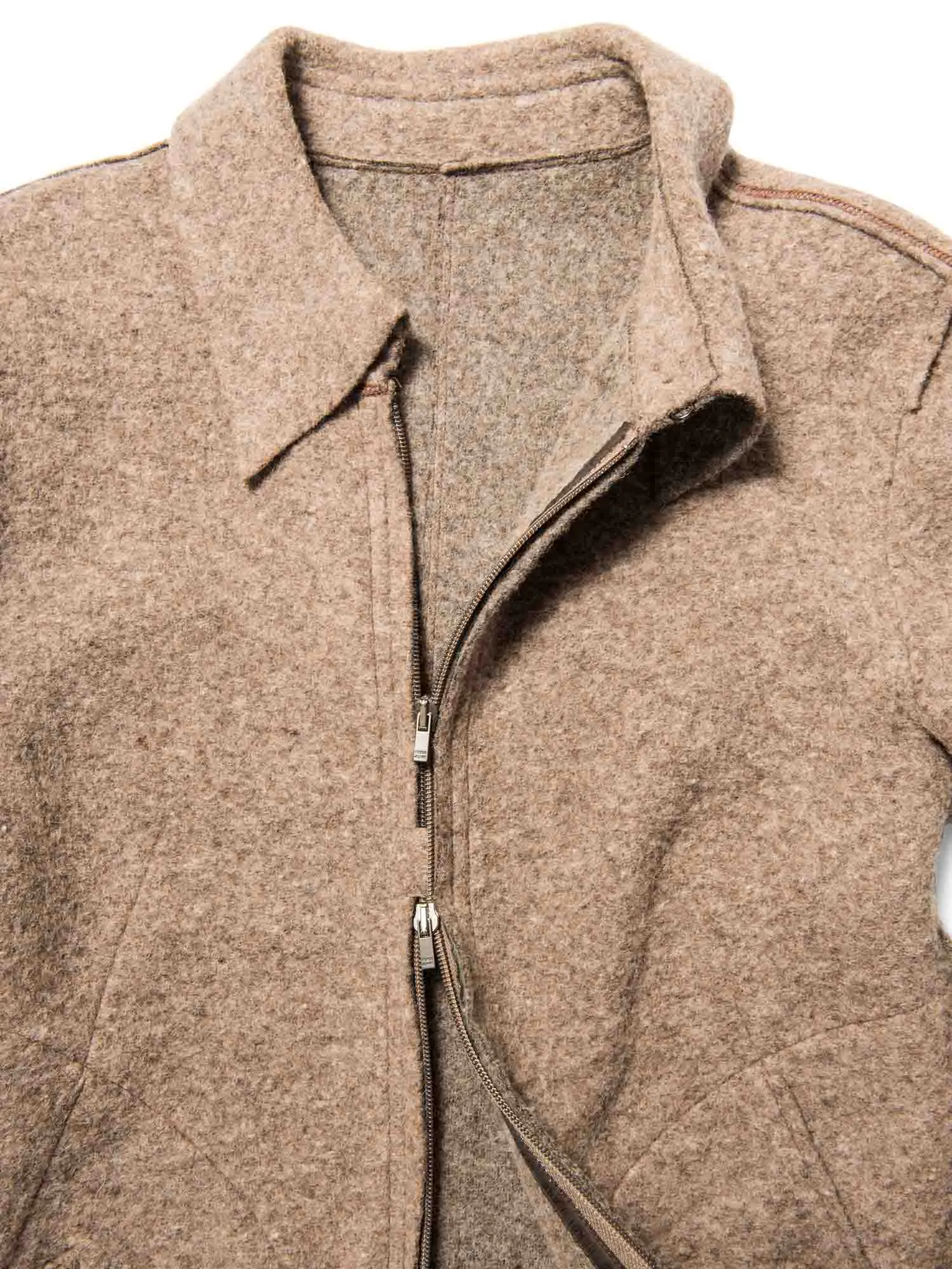 Fendi Logo Wool Stripe Logo Sweater Coat Taupe