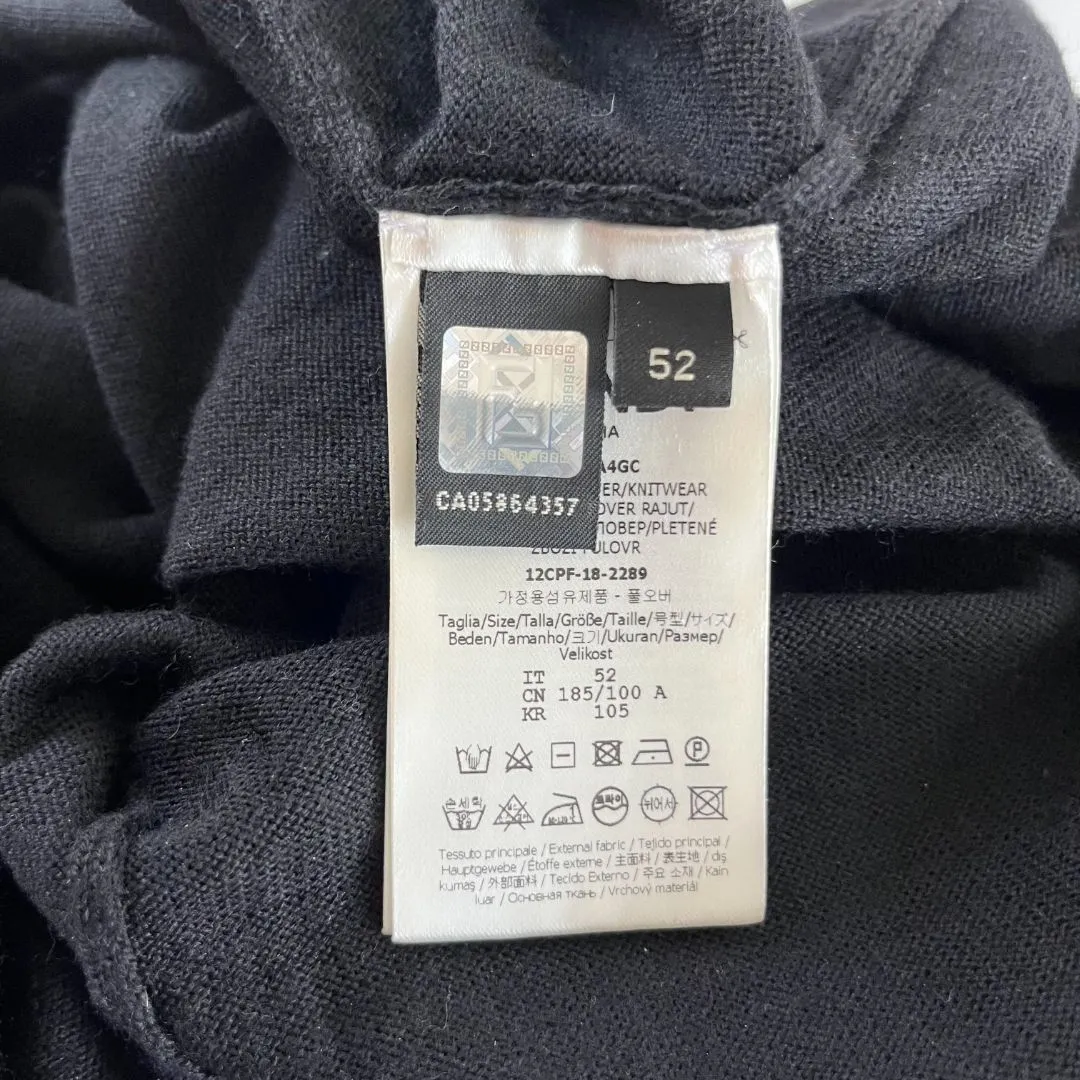 Fendi Long Sleeve Black Pull Over with FF collar, Mens