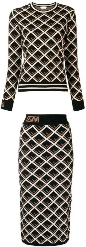 FF Logo Knit Sweater and Skirt Set