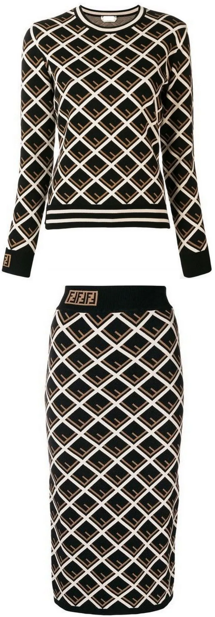 FF Logo Knit Sweater and Skirt Set