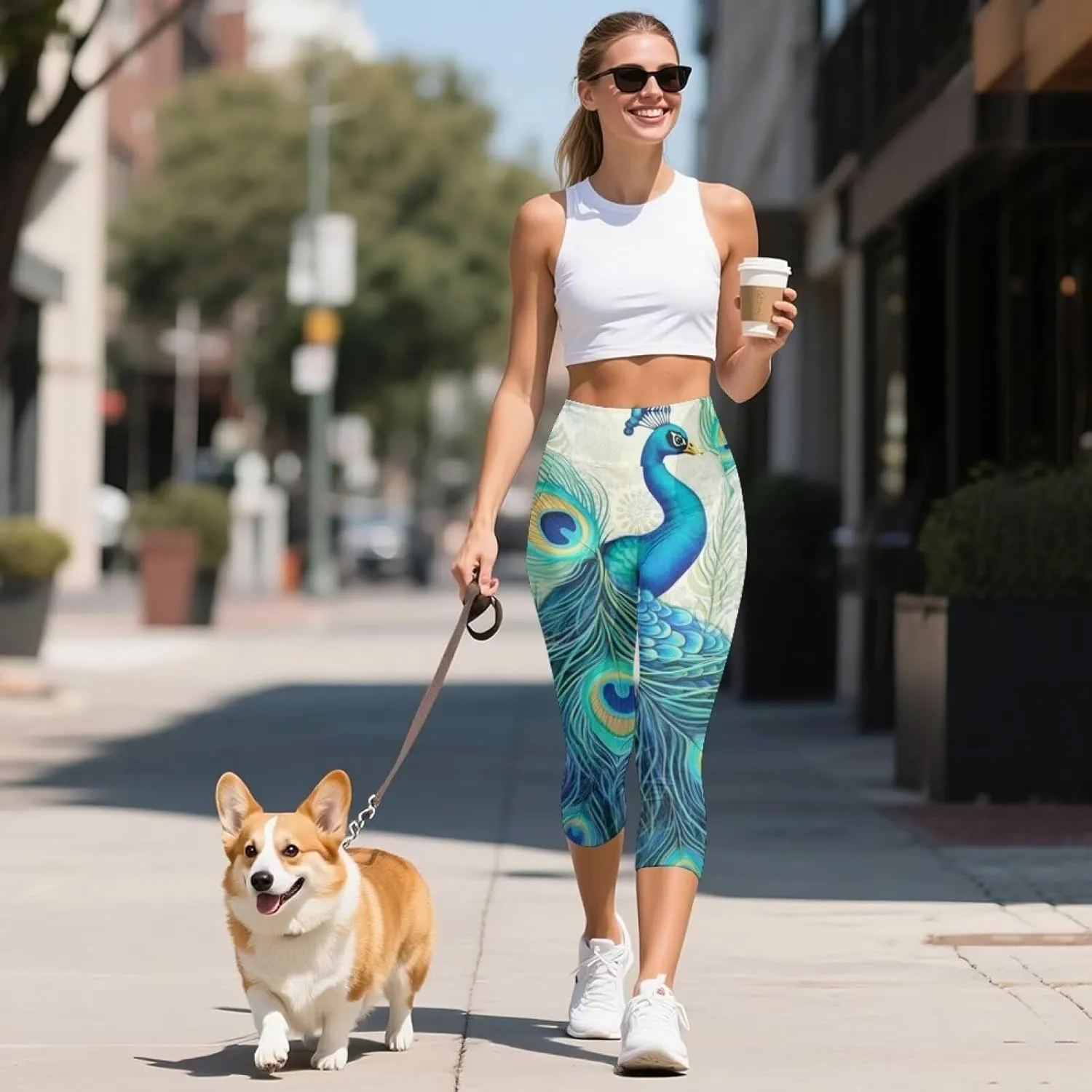 Galaxy High Waisted Capri Leggings for Women, Lotus Mandala Tummy Control Yoga Pants Butterfly Stretchy Leggings