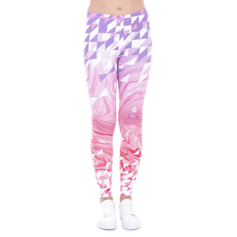 High waist Leggings - Simple geometry pink